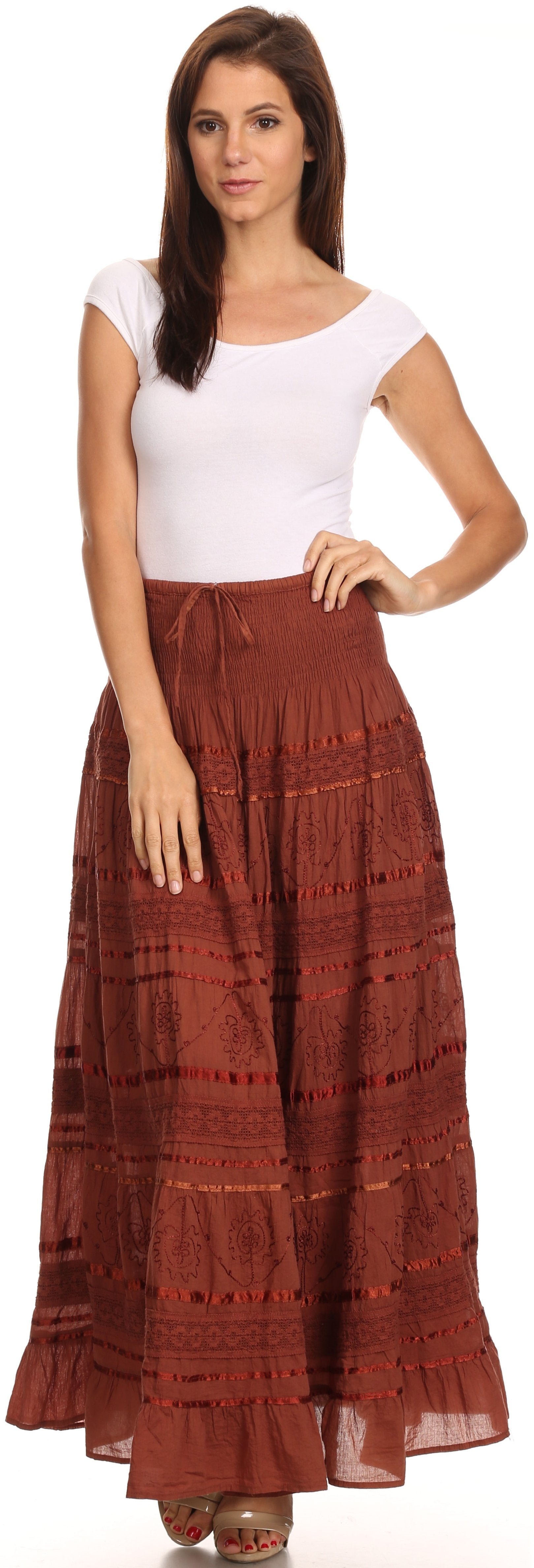 Sakkas Lace and Ribbon Peasant Boho Skirt - Concordia Style Boutique