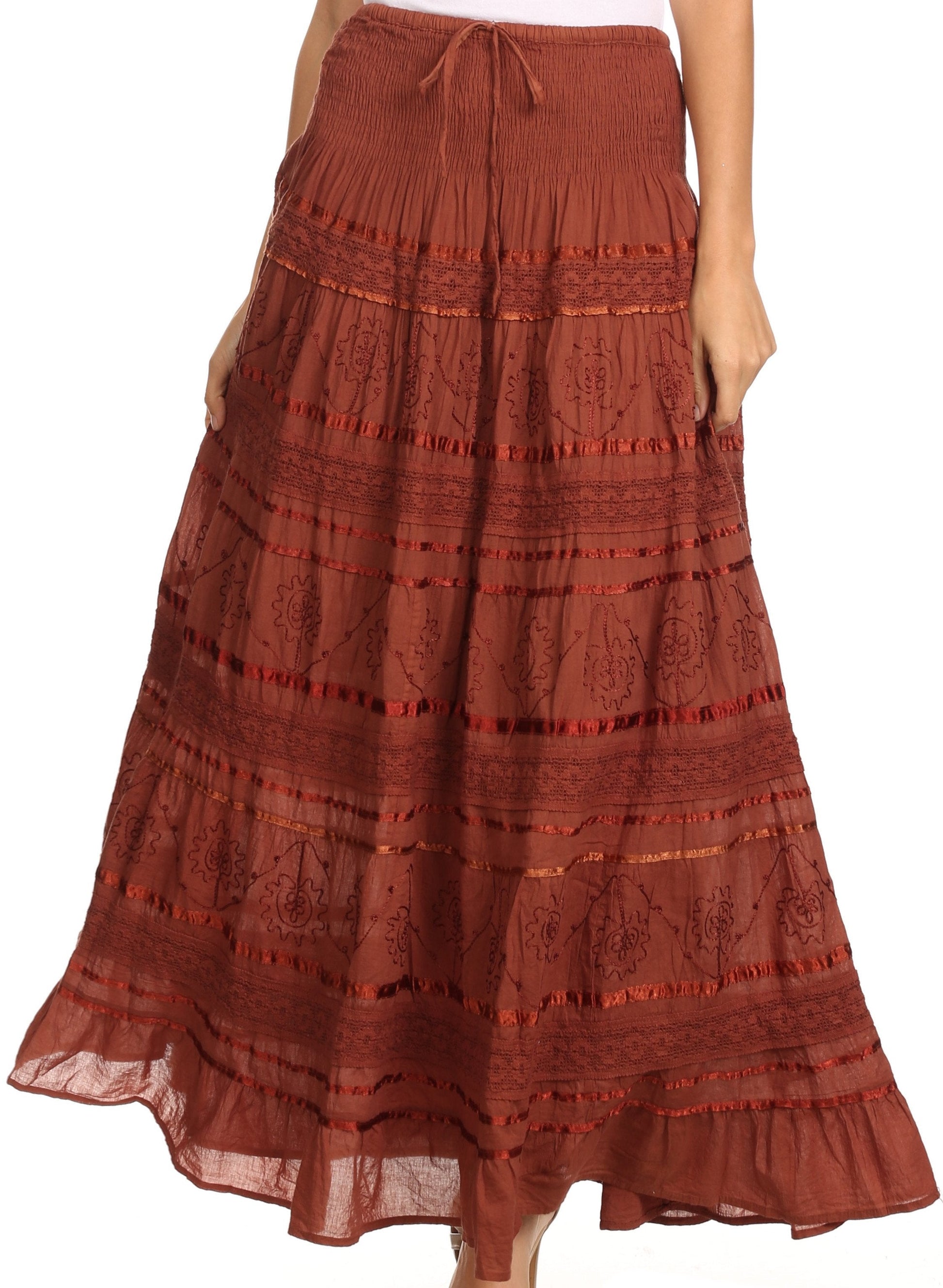 Sakkas Lace and Ribbon Peasant Boho Skirt - Concordia Style Boutique