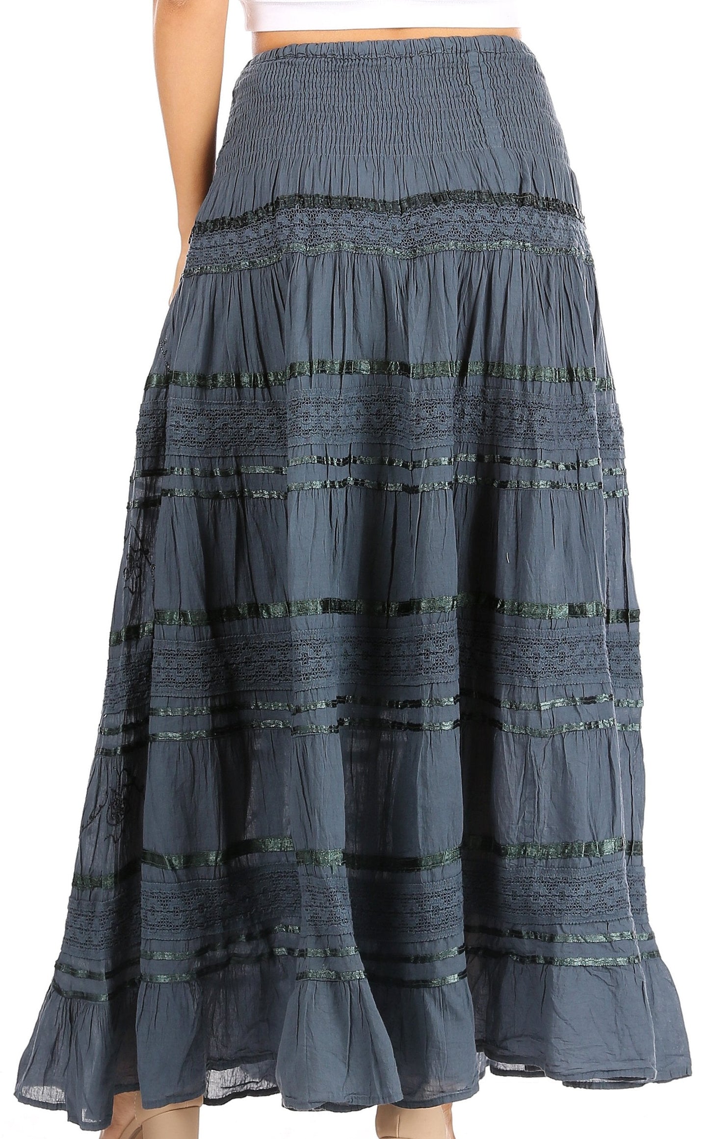 Sakkas Lace and Ribbon Peasant Boho Skirt - Concordia Style Boutique