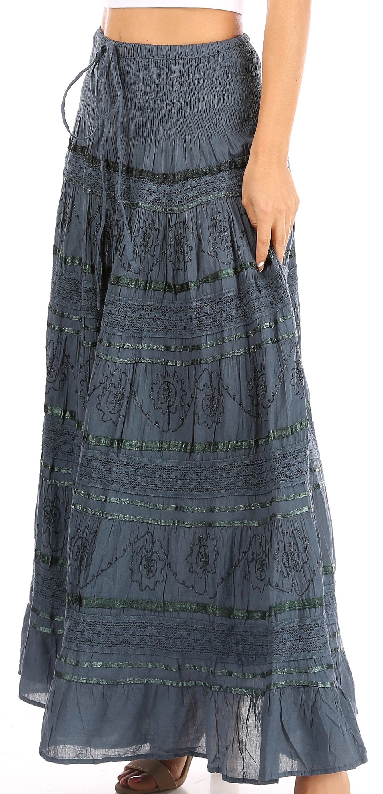 Sakkas Lace and Ribbon Peasant Boho Skirt - Concordia Style Boutique