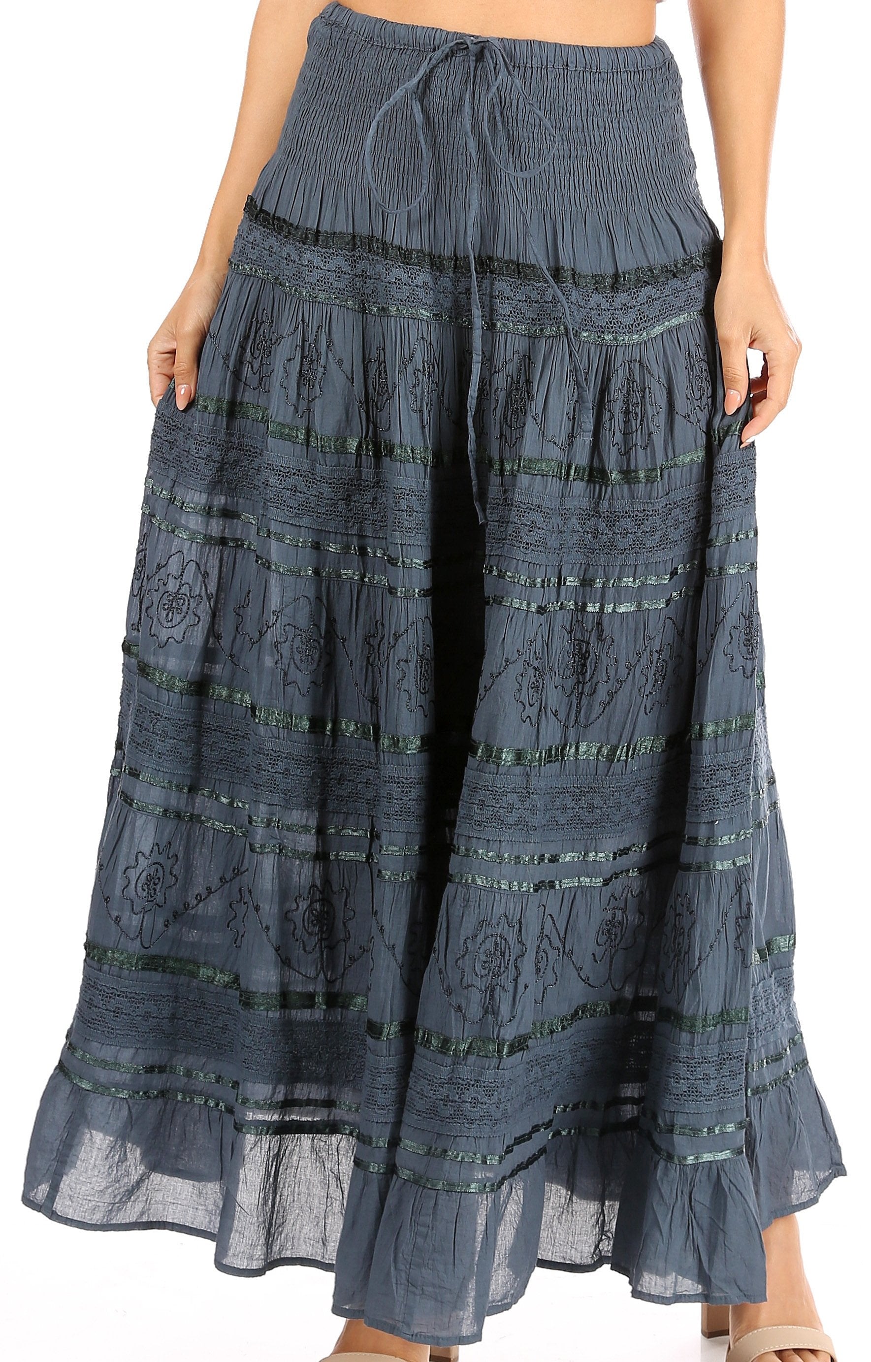 Sakkas Lace and Ribbon Peasant Boho Skirt - Concordia Style Boutique