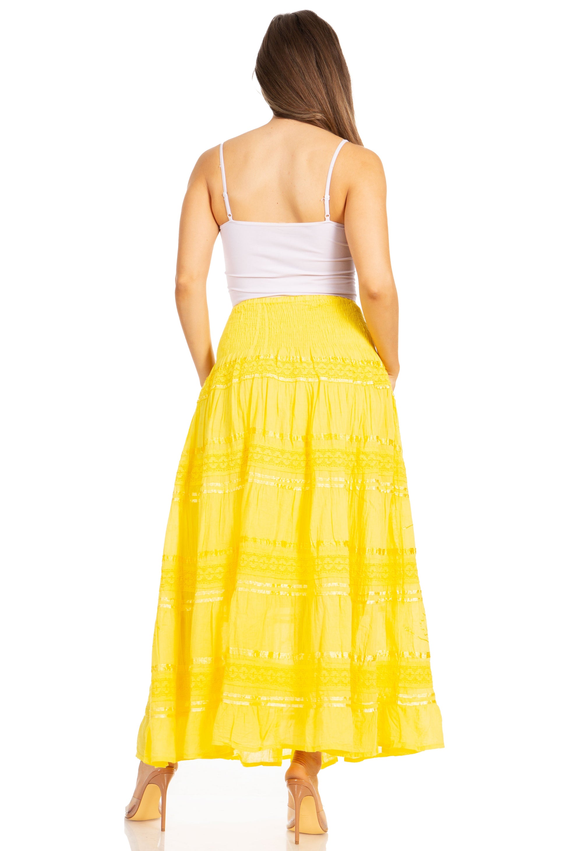 Sakkas Lace and Ribbon Peasant Boho Skirt - Concordia Style Boutique