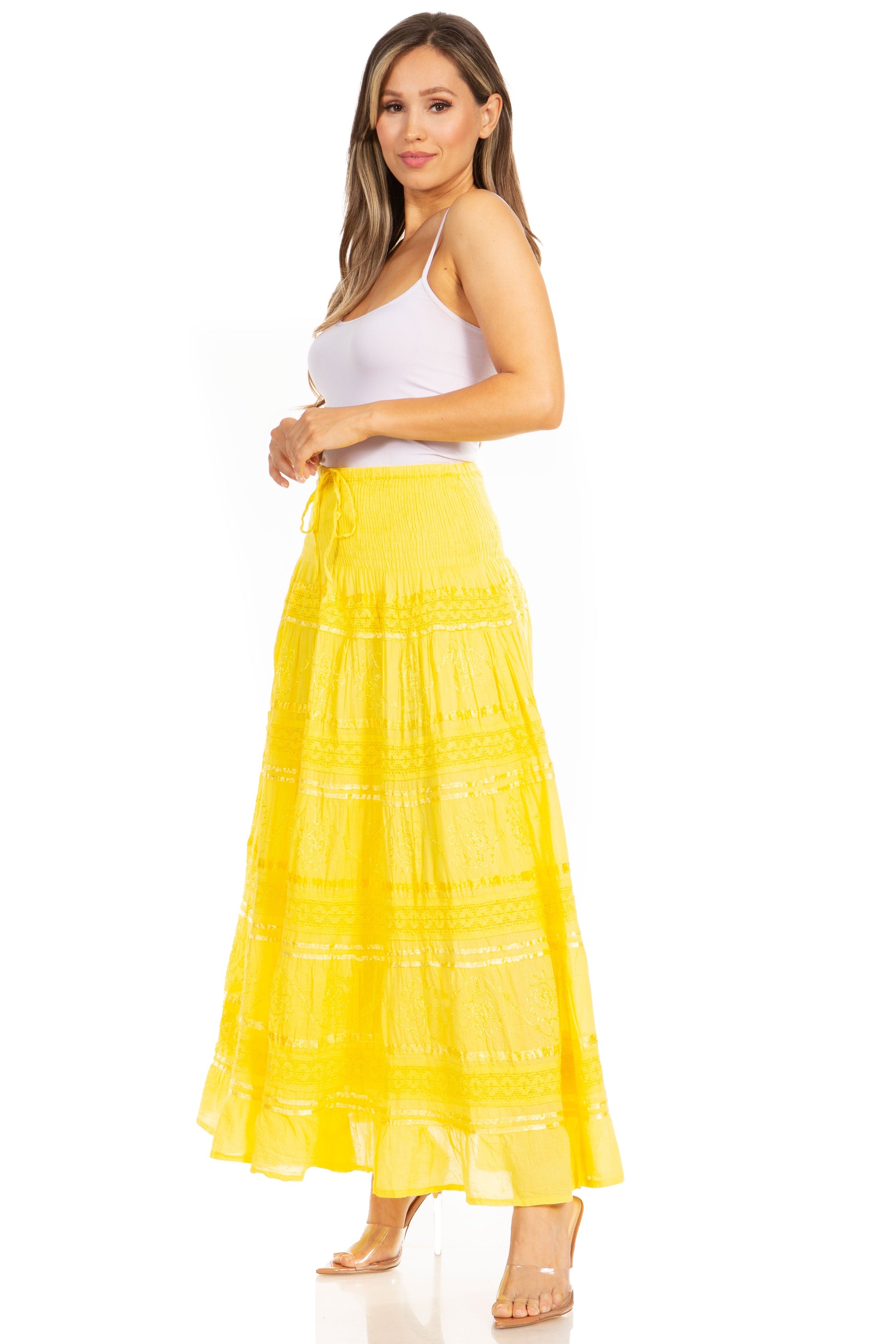 Sakkas Lace and Ribbon Peasant Boho Skirt - Concordia Style Boutique