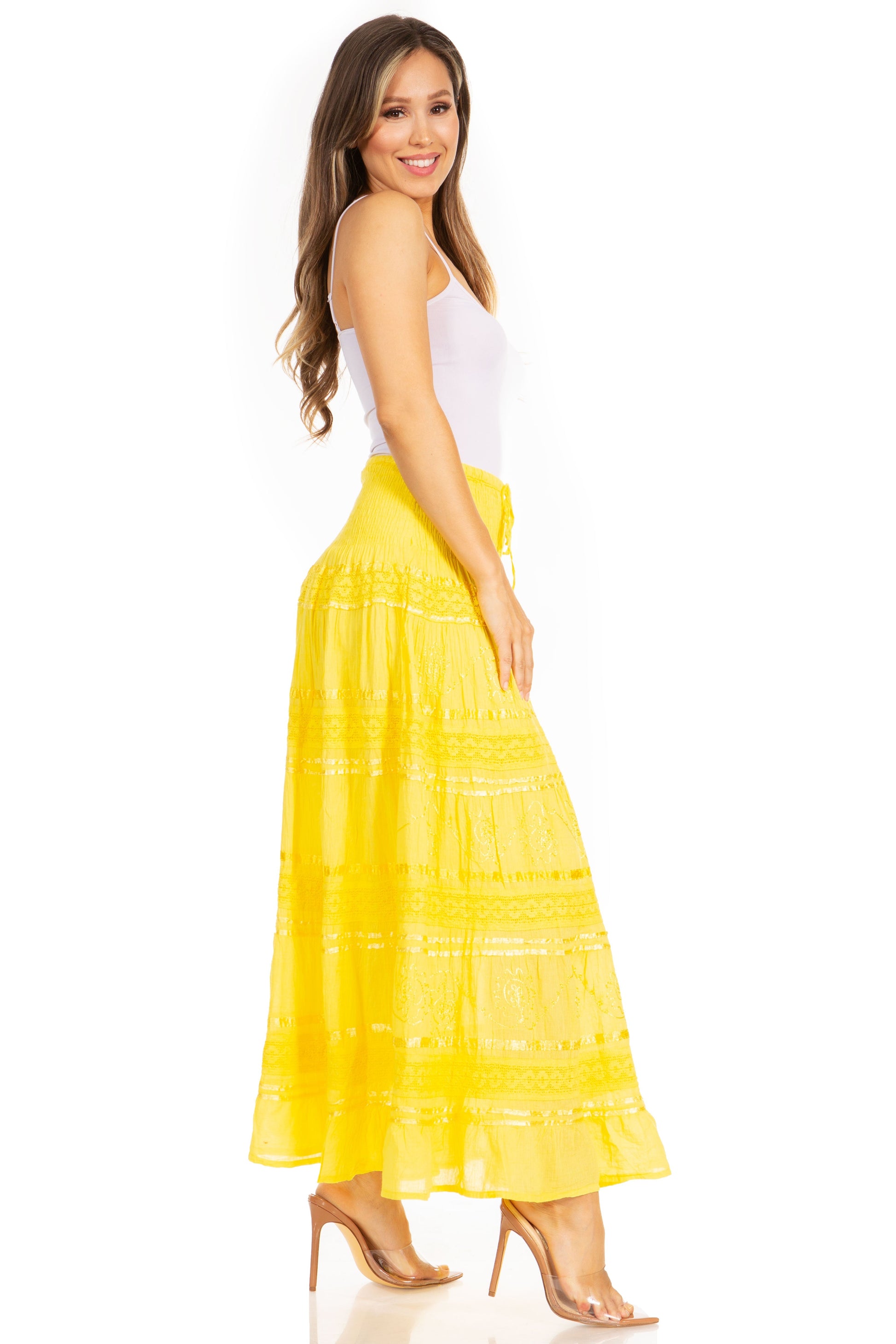 Sakkas Lace and Ribbon Peasant Boho Skirt - Concordia Style Boutique