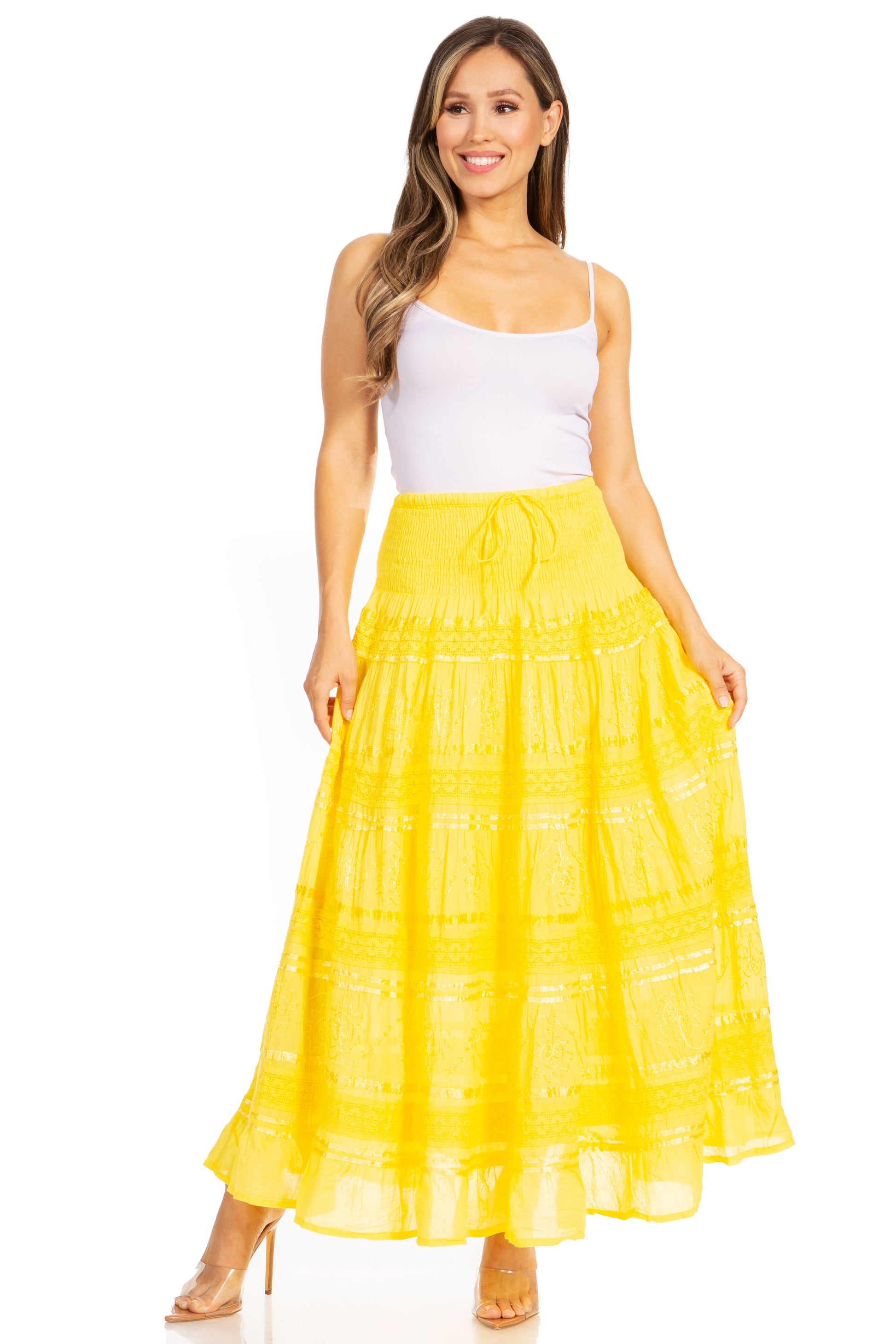 Sakkas Lace and Ribbon Peasant Boho Skirt - Concordia Style Boutique