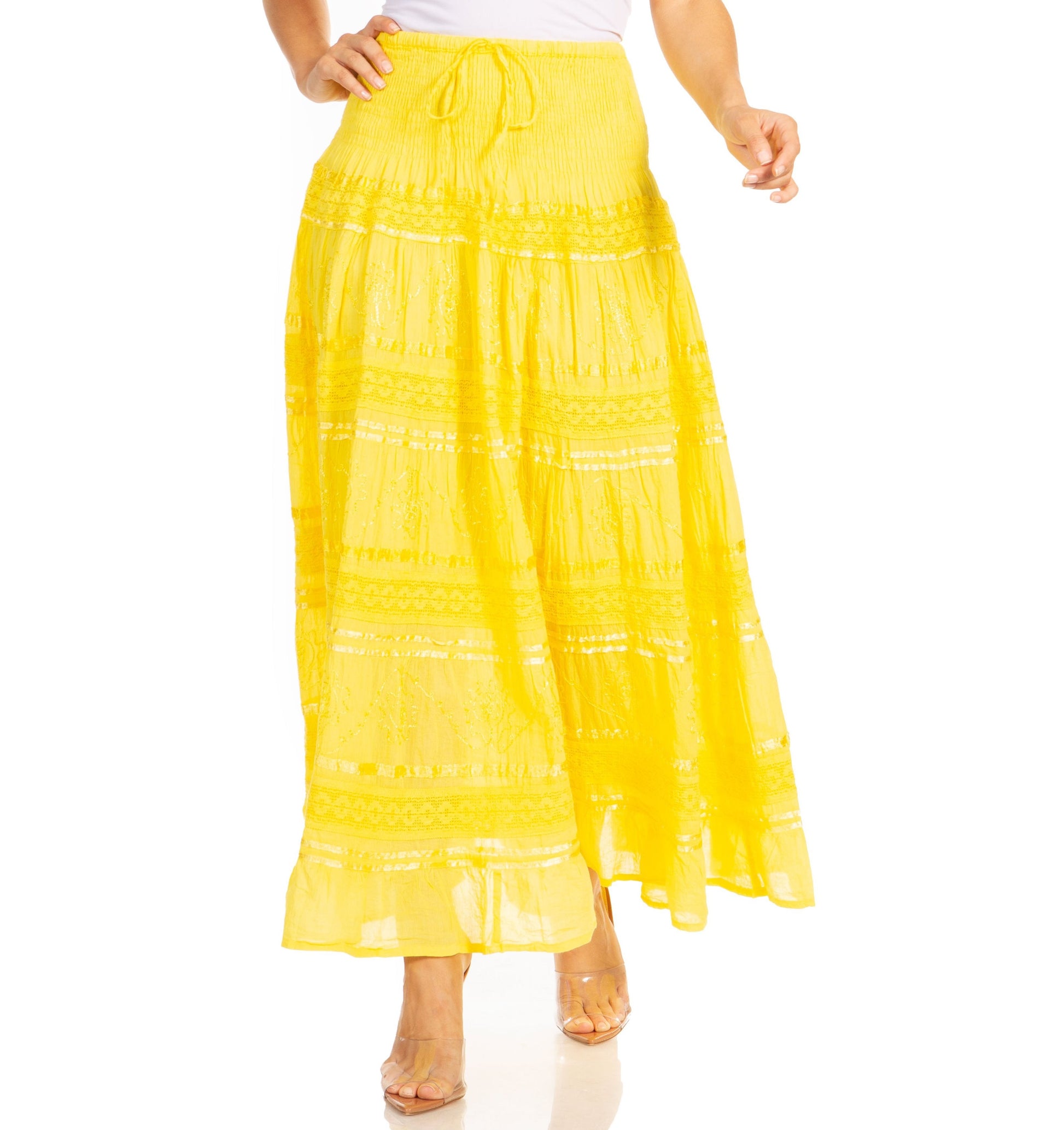 Sakkas Lace and Ribbon Peasant Boho Skirt - Concordia Style Boutique