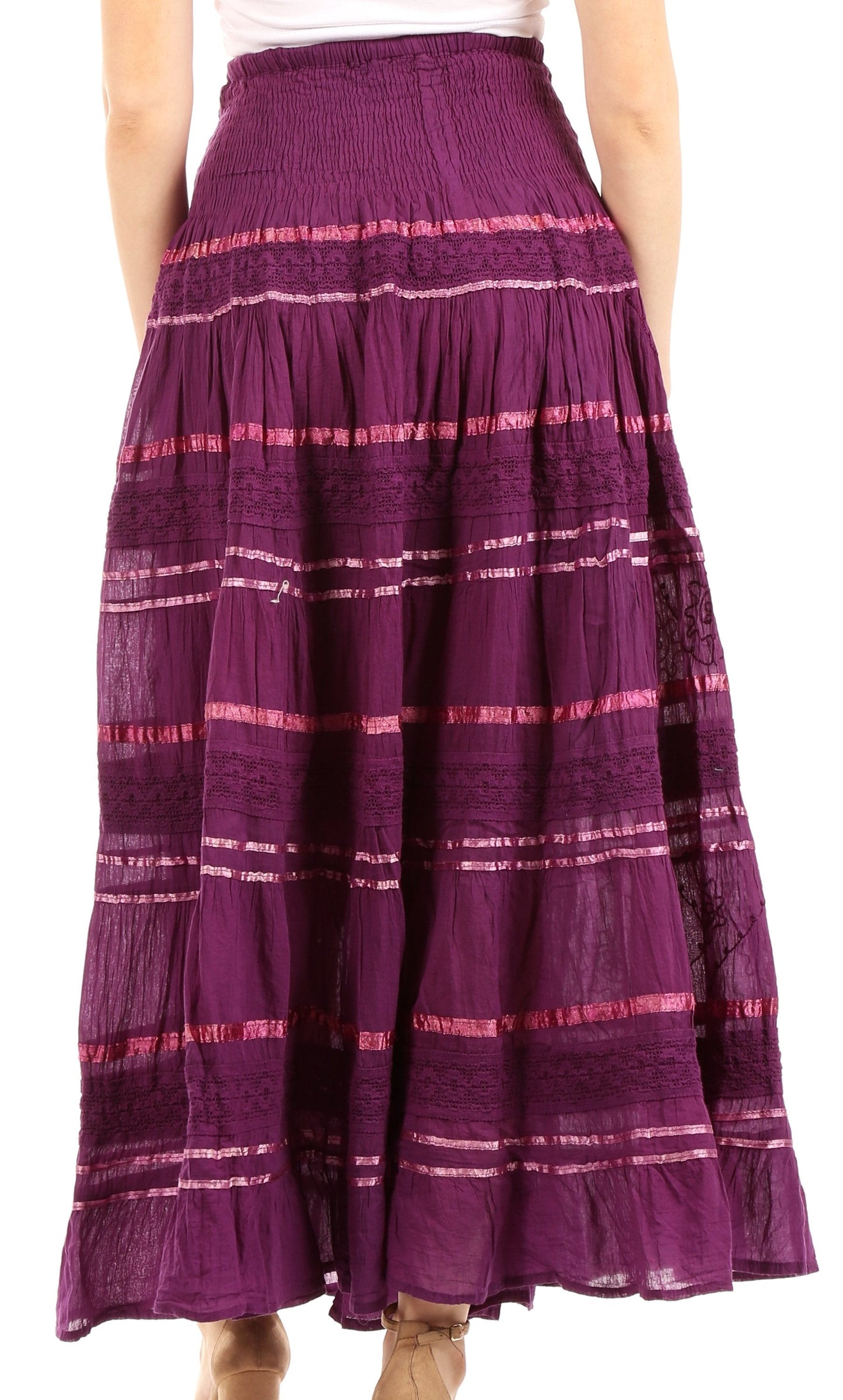 Sakkas Lace and Ribbon Peasant Boho Skirt - Concordia Style Boutique