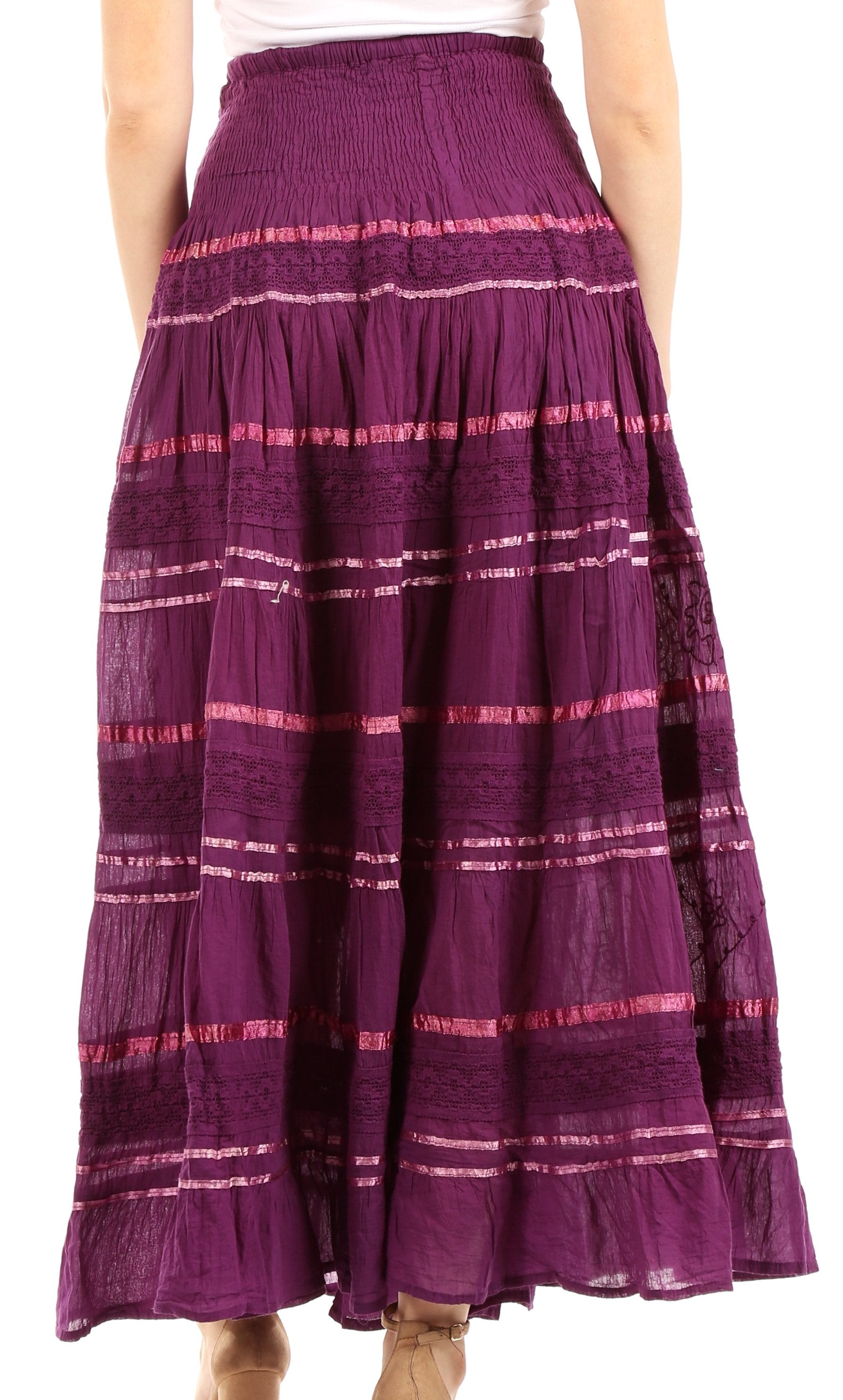 Sakkas Lace and Ribbon Peasant Boho Skirt - Concordia Style Boutique