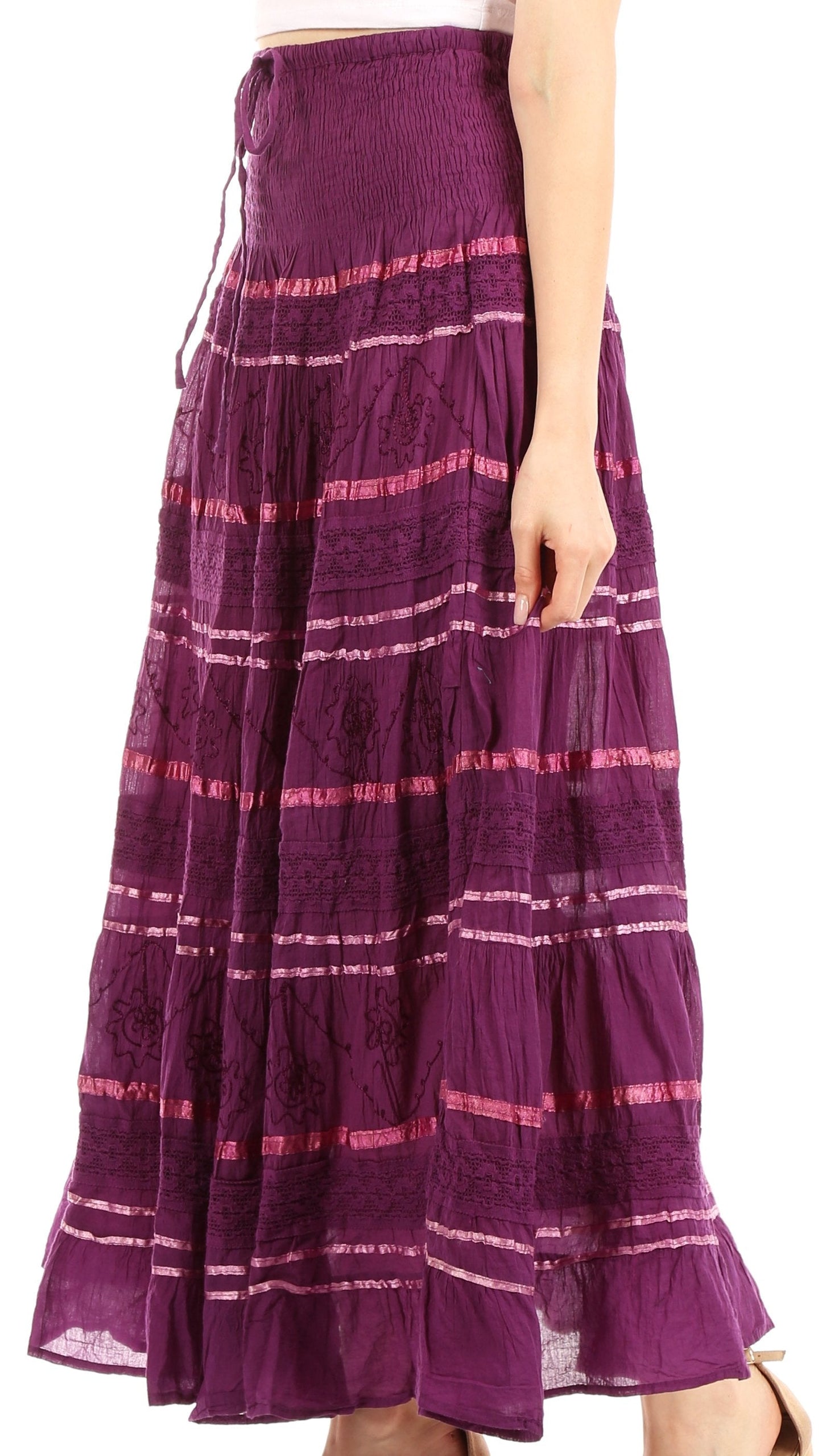 Sakkas Lace and Ribbon Peasant Boho Skirt - Concordia Style Boutique