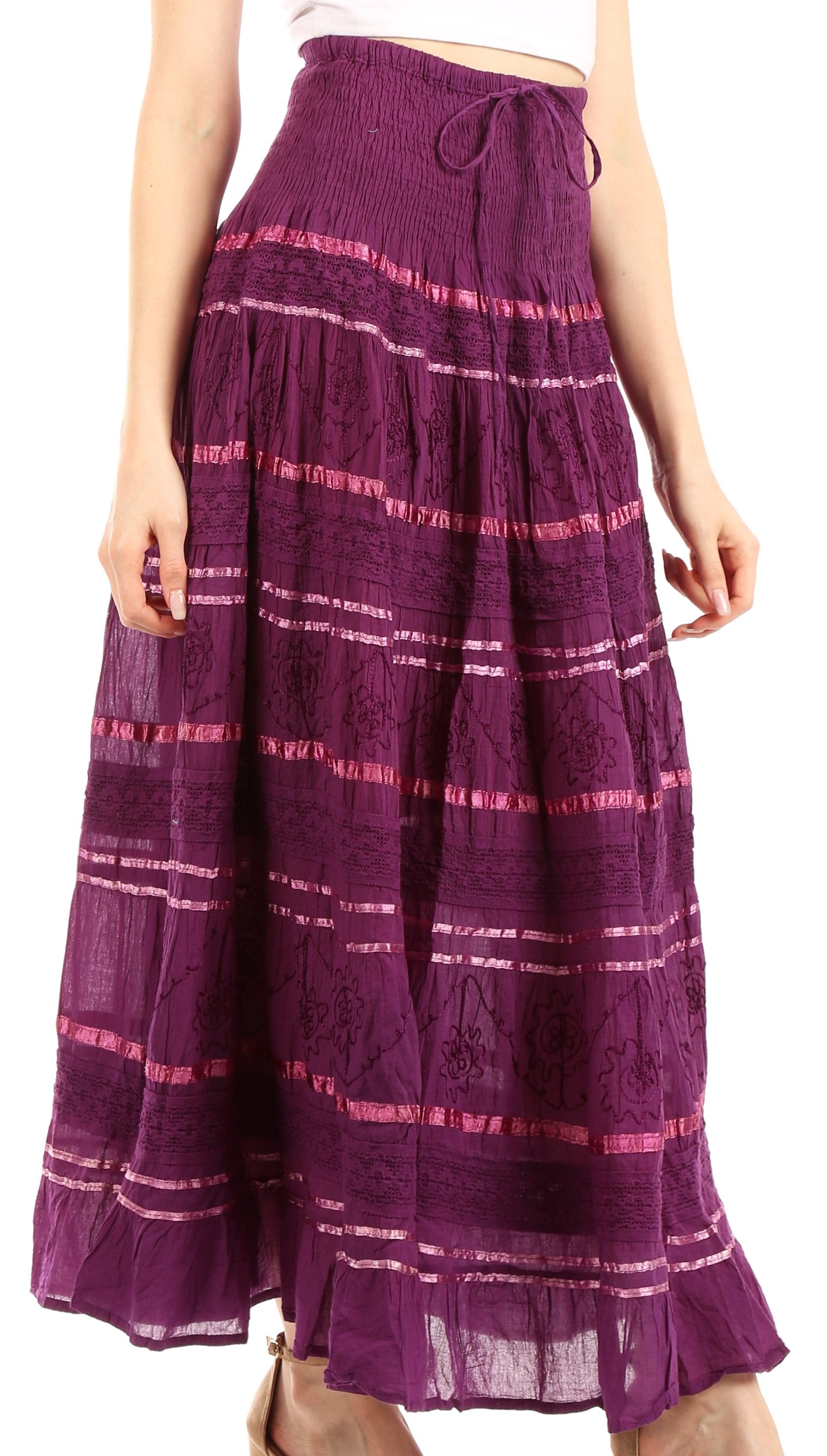 Sakkas Lace and Ribbon Peasant Boho Skirt - Concordia Style Boutique