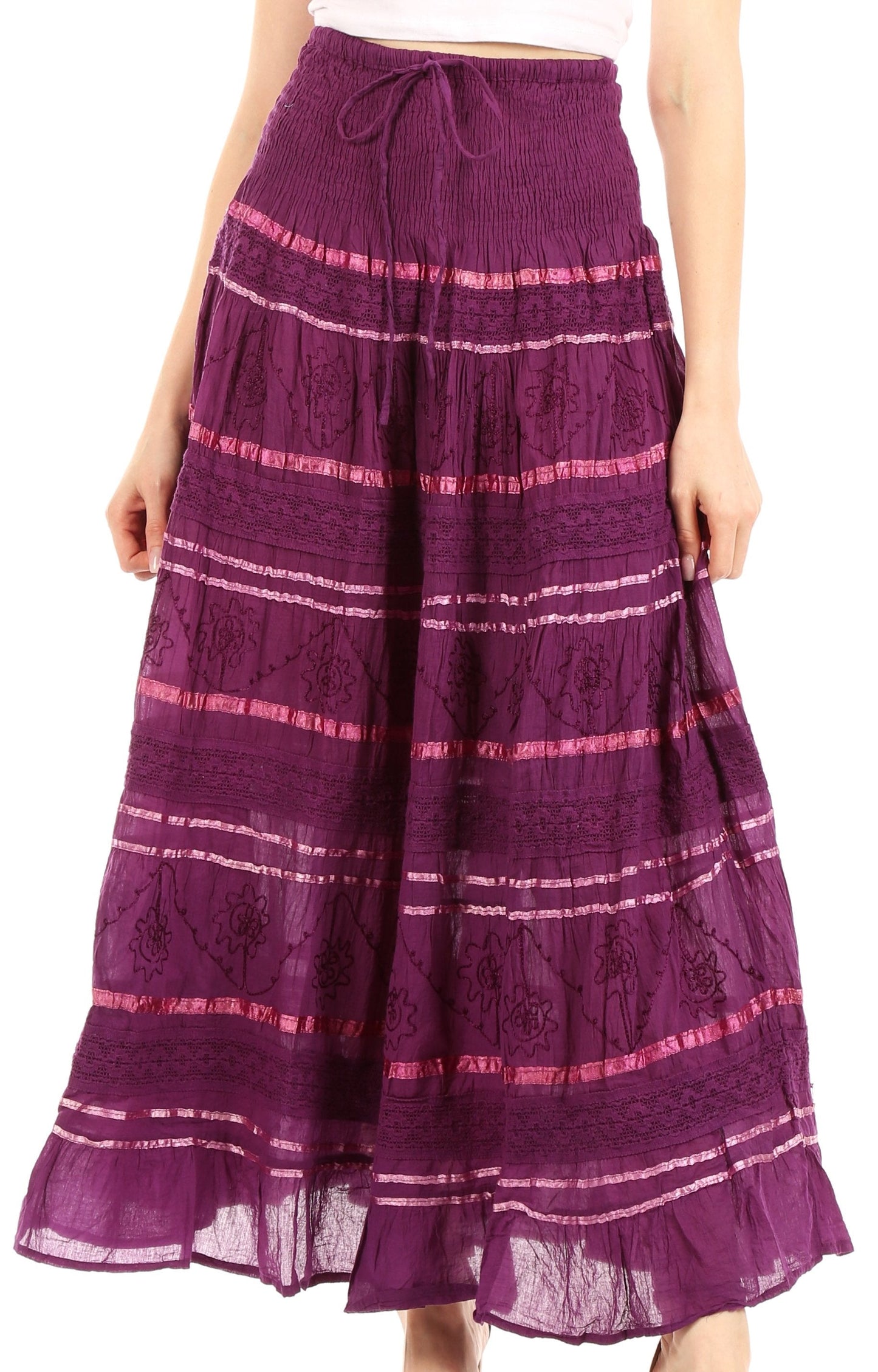 Sakkas Lace and Ribbon Peasant Boho Skirt - Concordia Style Boutique