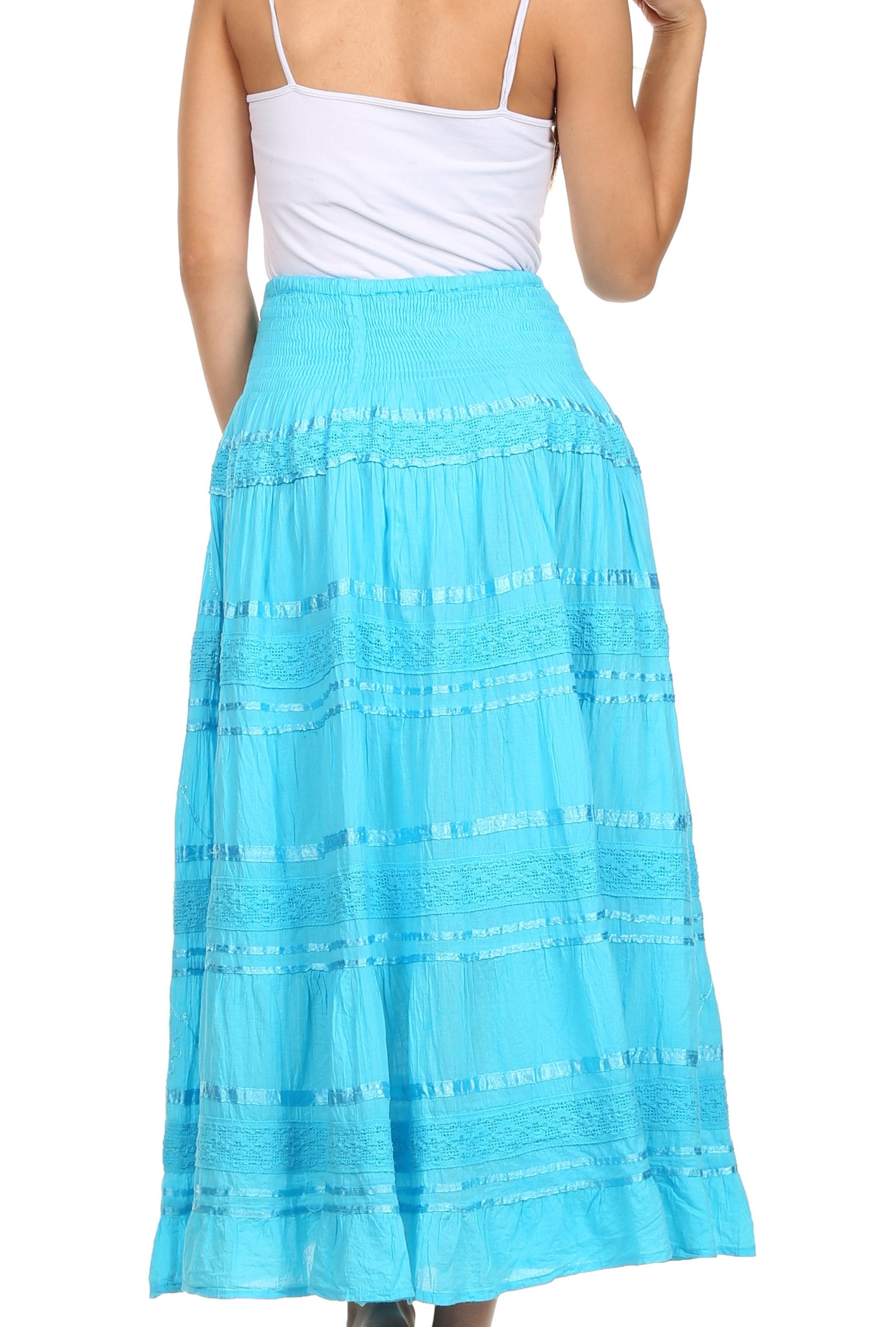 Sakkas Lace and Ribbon Peasant Boho Skirt - Concordia Style Boutique