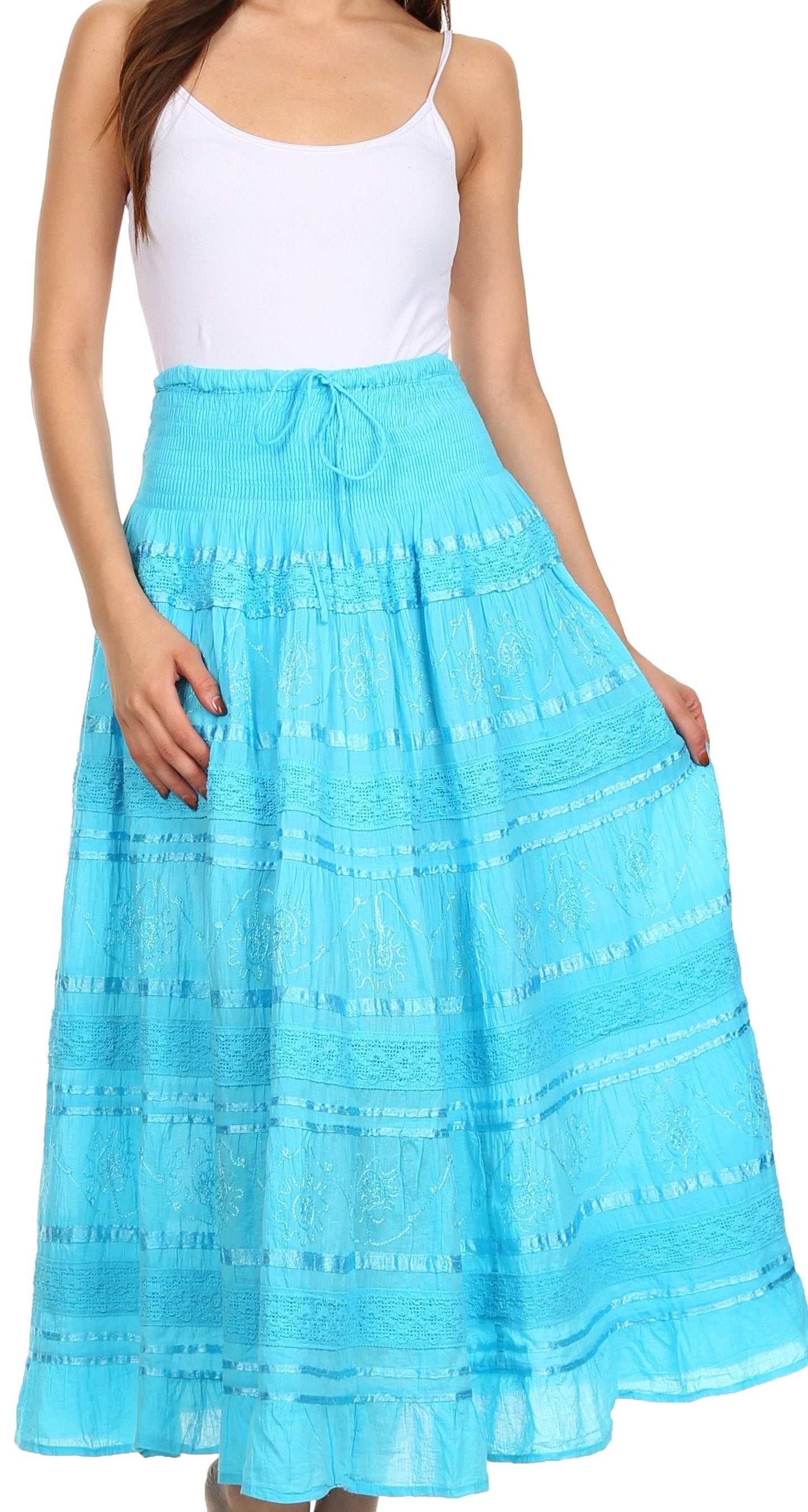 Sakkas Lace and Ribbon Peasant Boho Skirt - Concordia Style Boutique