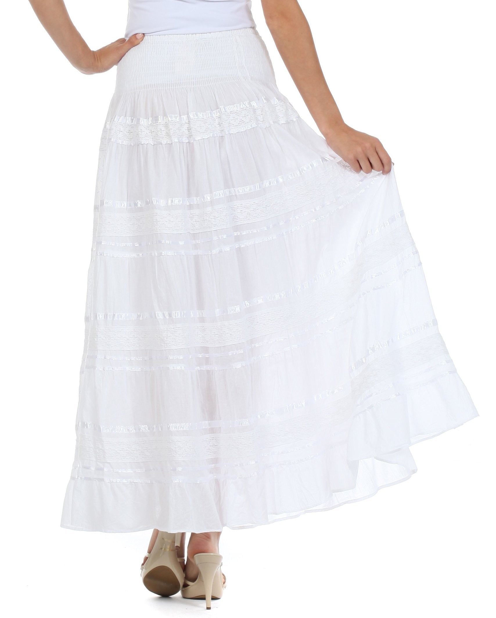 Sakkas Lace and Ribbon Peasant Boho Skirt - Concordia Style Boutique