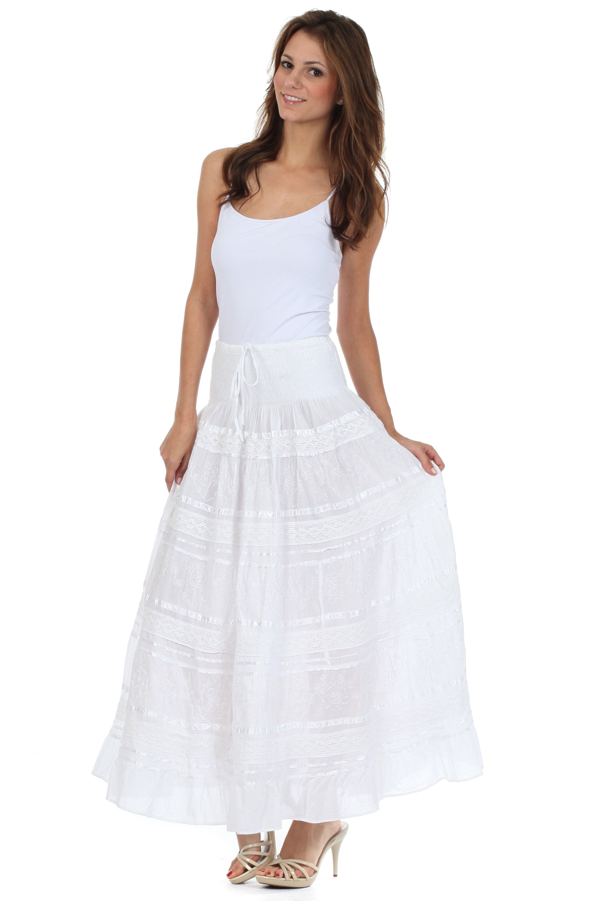 Sakkas Lace and Ribbon Peasant Boho Skirt - Concordia Style Boutique