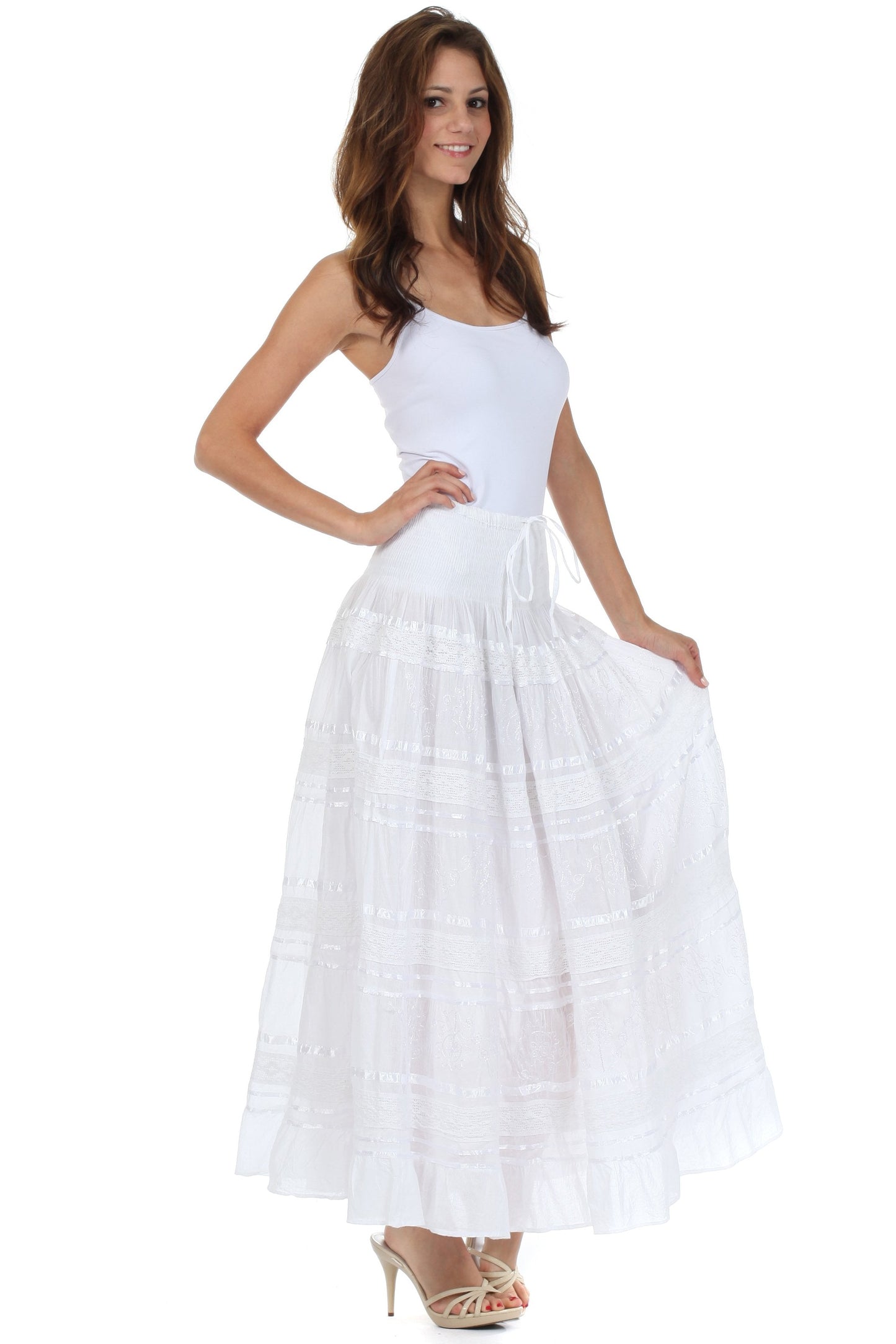 Sakkas Lace and Ribbon Peasant Boho Skirt - Concordia Style Boutique