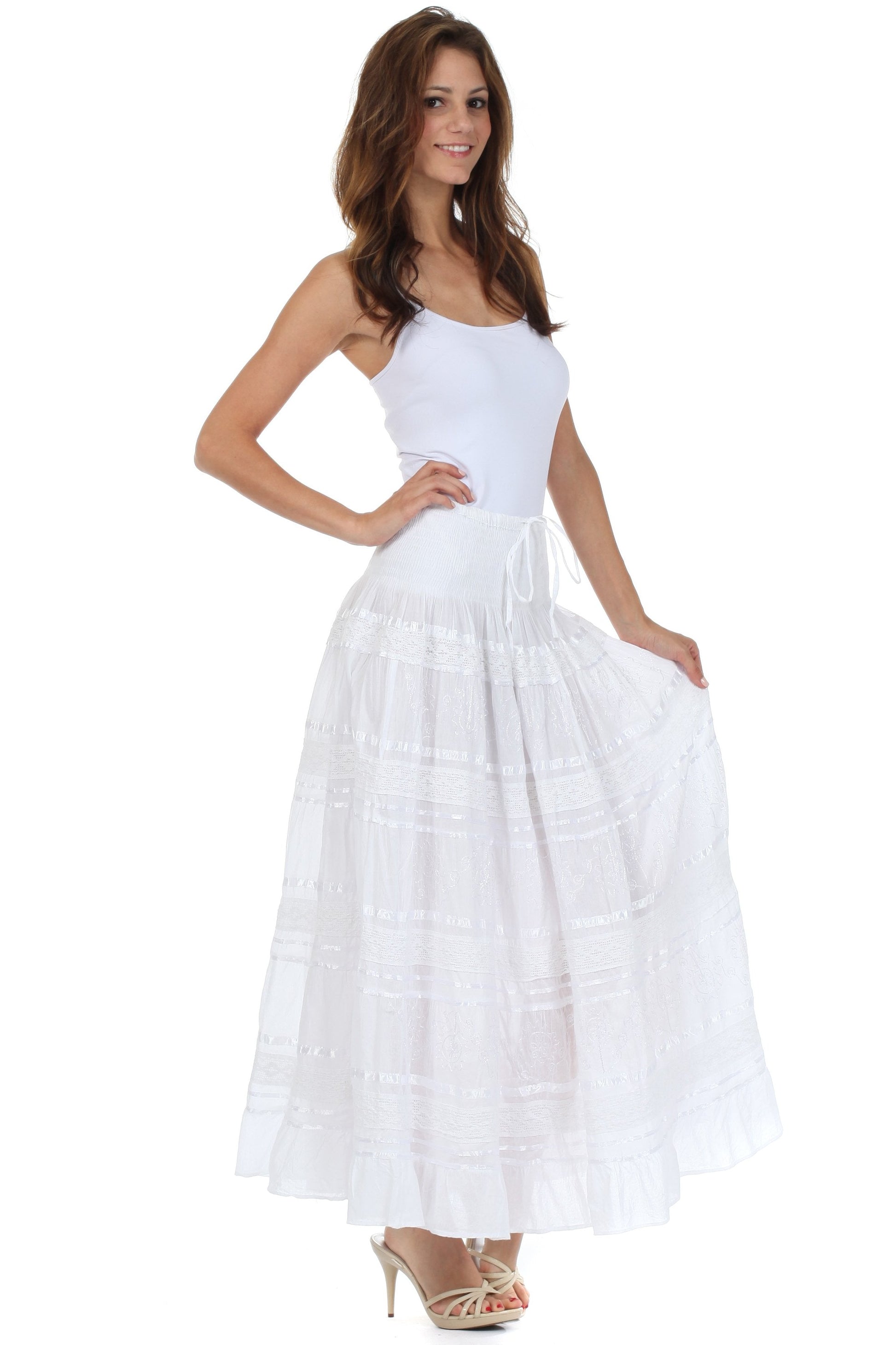 Sakkas Lace and Ribbon Peasant Boho Skirt - Concordia Style Boutique