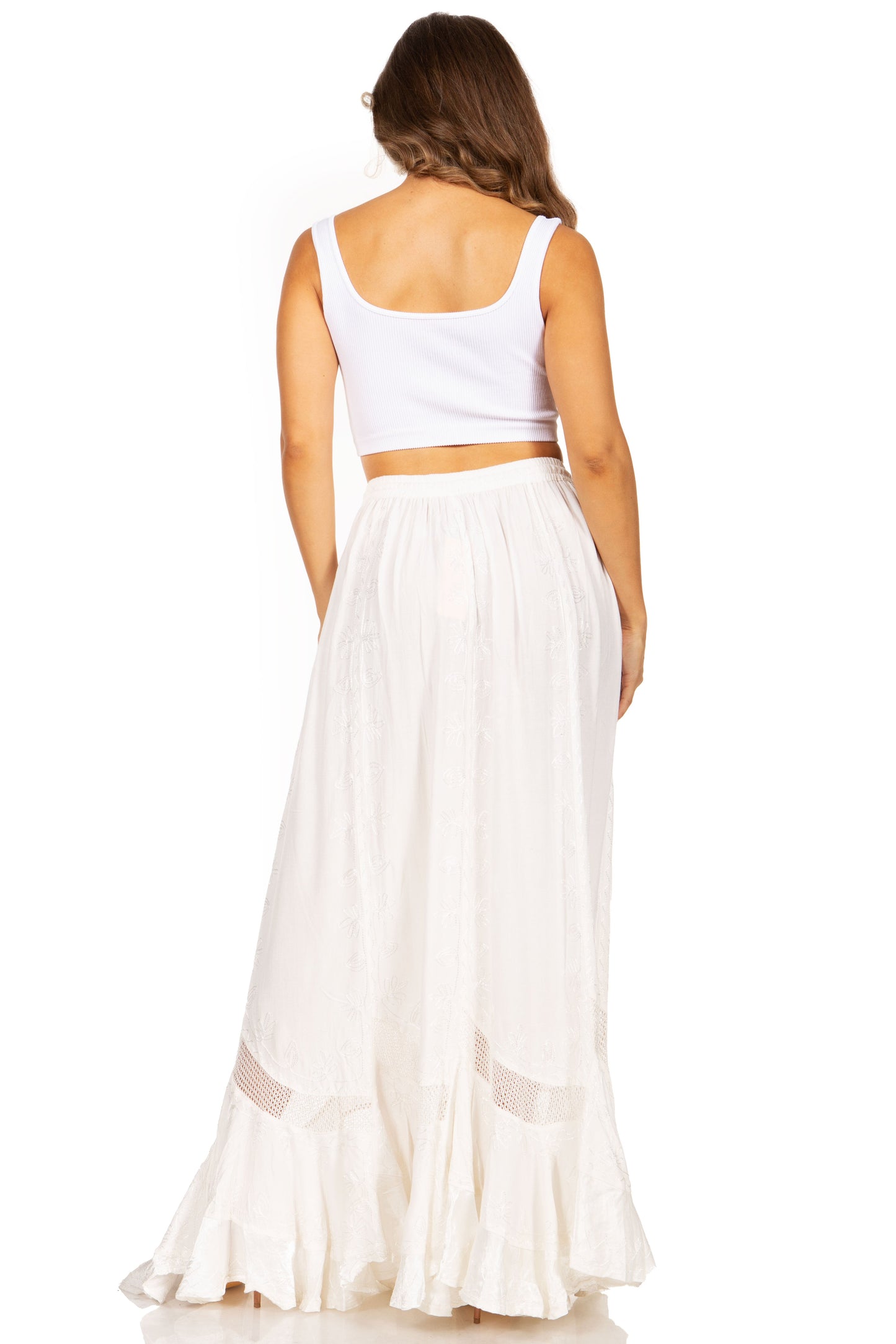 Sakkas Ivy Second Women's Maxi Boho Elastic Waist Embroidered A Line Long Skirt - Concordia Style Boutique