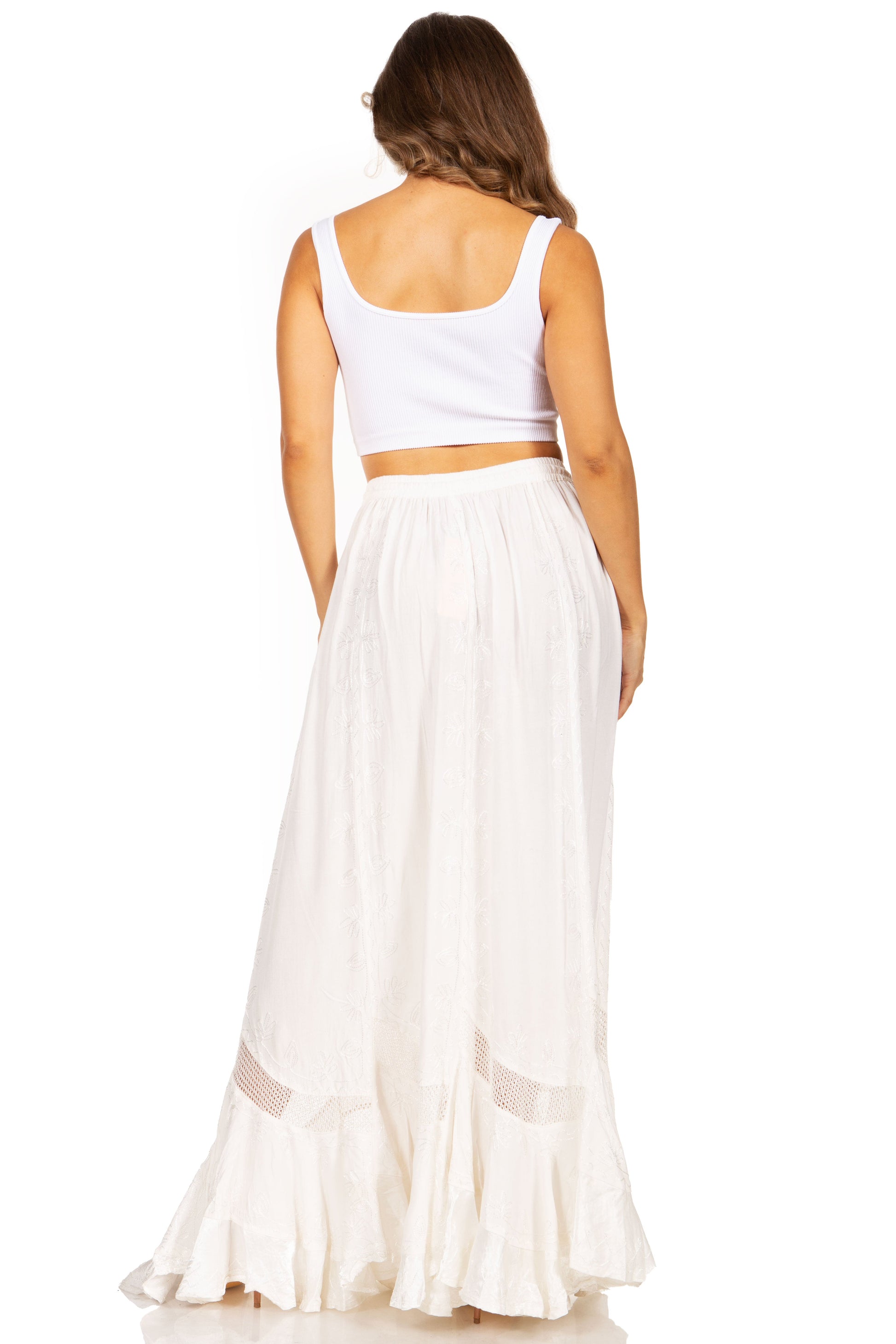 Sakkas Ivy Second Women's Maxi Boho Elastic Waist Embroidered A Line Long Skirt - Concordia Style Boutique