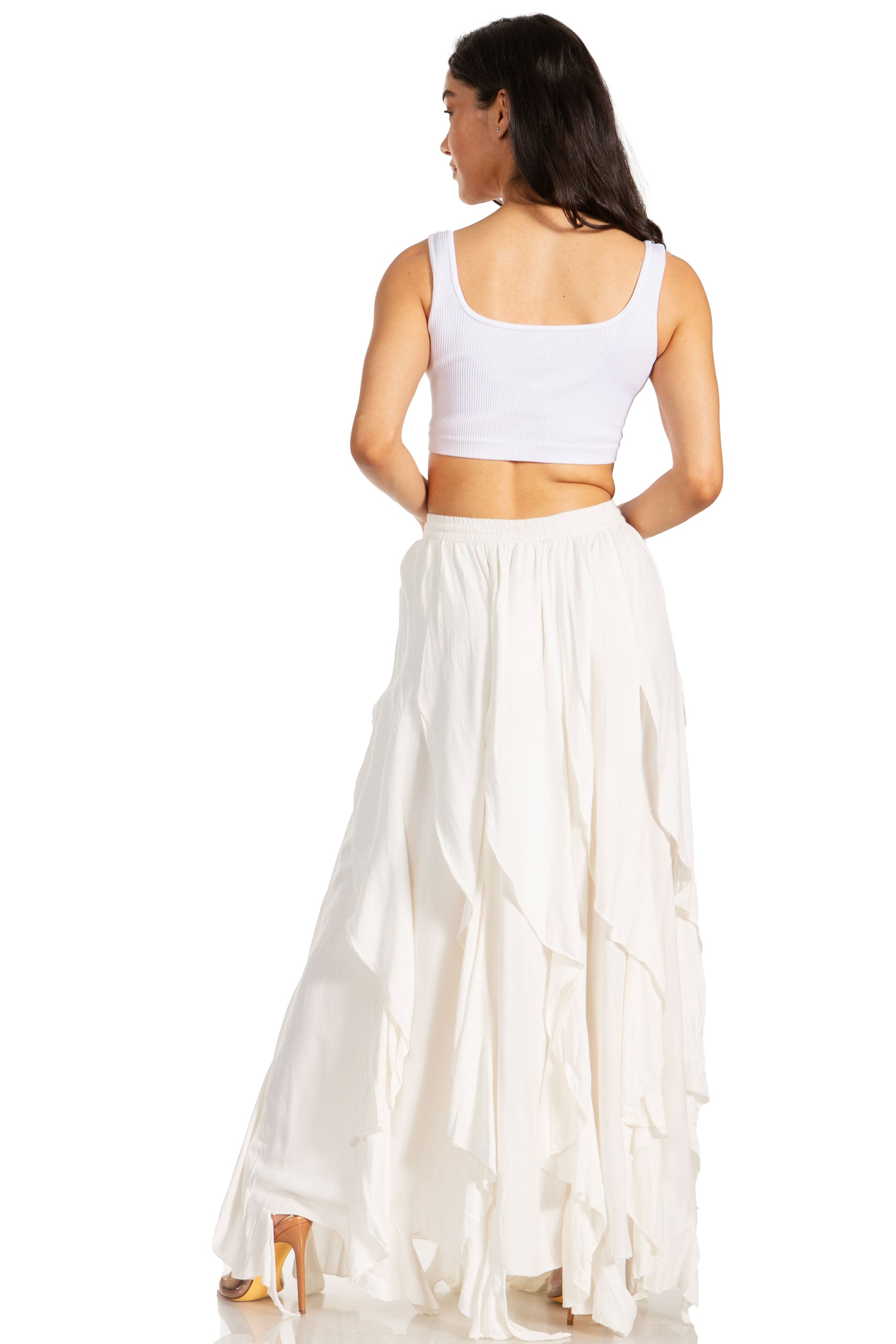 Sakkas Nova Womens Bohemian Stonewashed Rayon Asymmetrical Hem Maxi Swing Skirt - Concordia Style Boutique