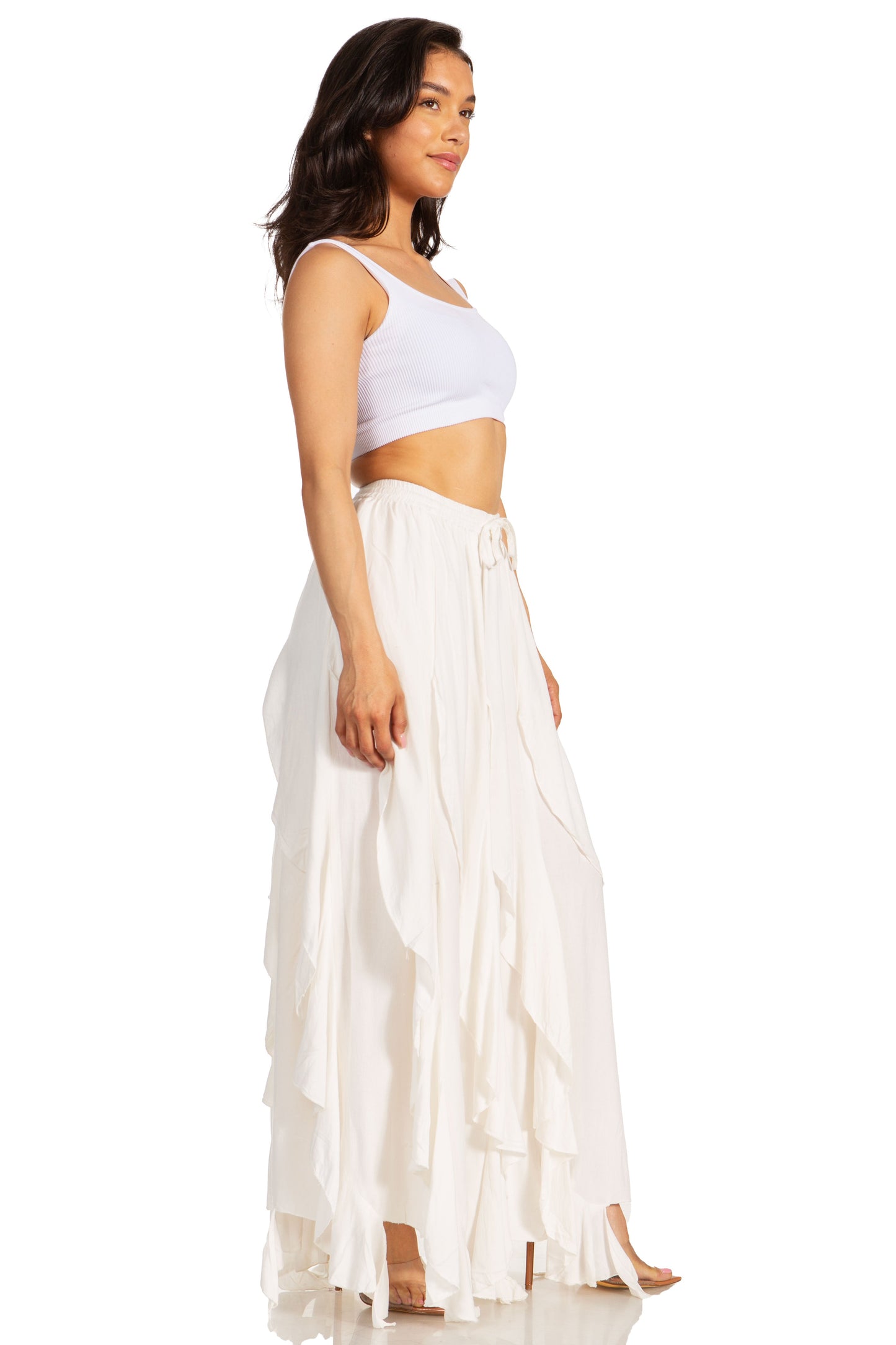 Sakkas Nova Womens Bohemian Stonewashed Rayon Asymmetrical Hem Maxi Swing Skirt - Concordia Style Boutique