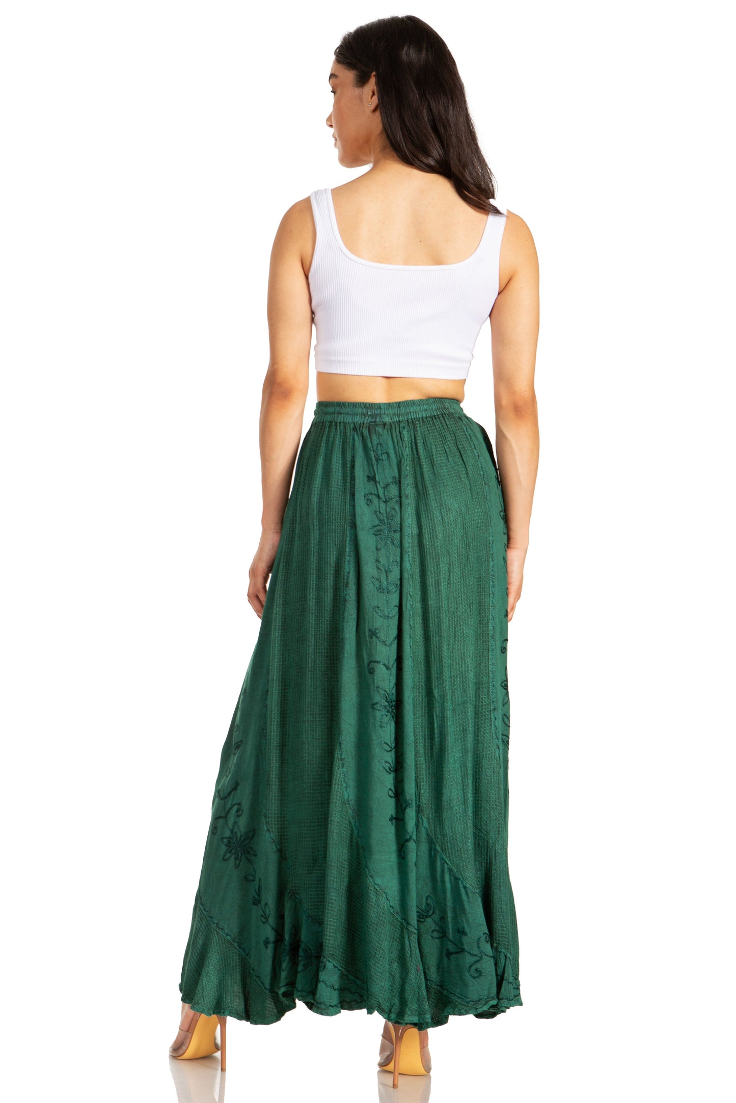 Sakkas Ahaana Women Renaissance Boho Rayon Maxi Embroidered Paneled Summer Skirt - Concordia Style Boutique