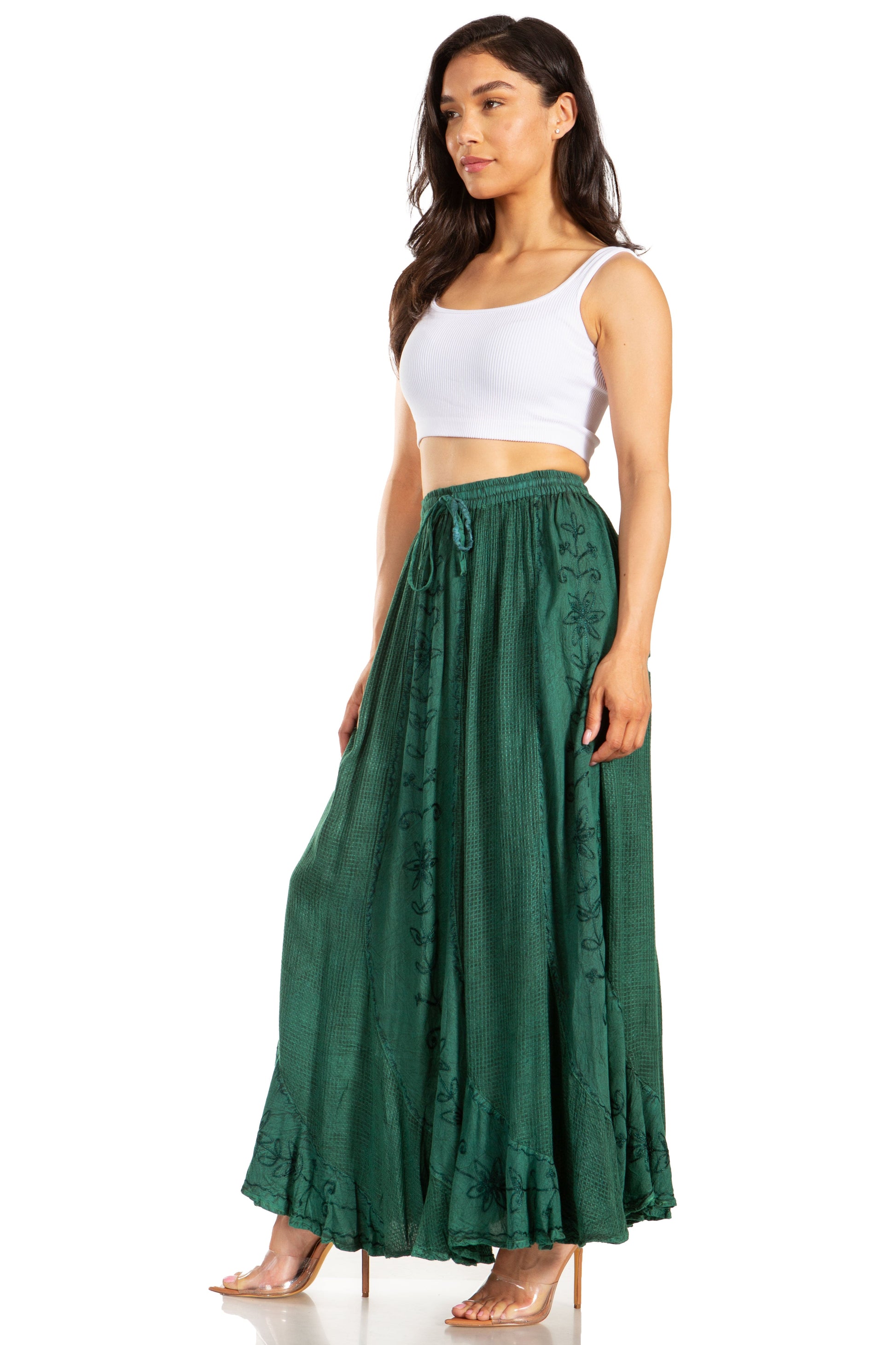 Sakkas Ahaana Women Renaissance Boho Rayon Maxi Embroidered Paneled Summer Skirt - Concordia Style Boutique