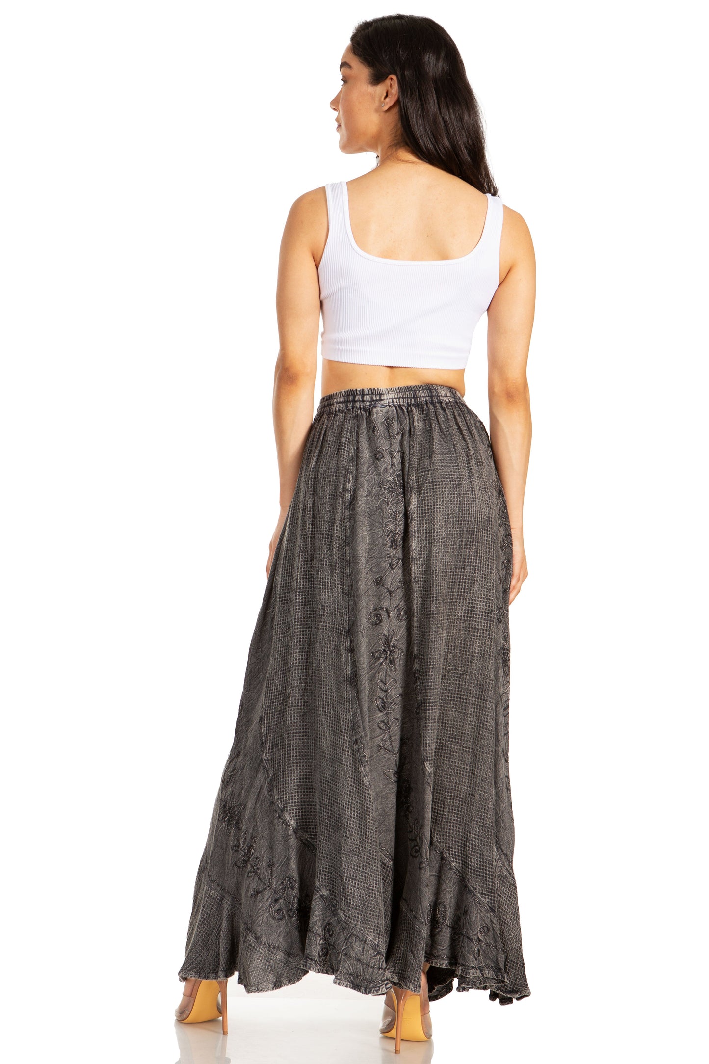 Sakkas Ahaana Women Renaissance Boho Rayon Maxi Embroidered Paneled Summer Skirt - Concordia Style Boutique