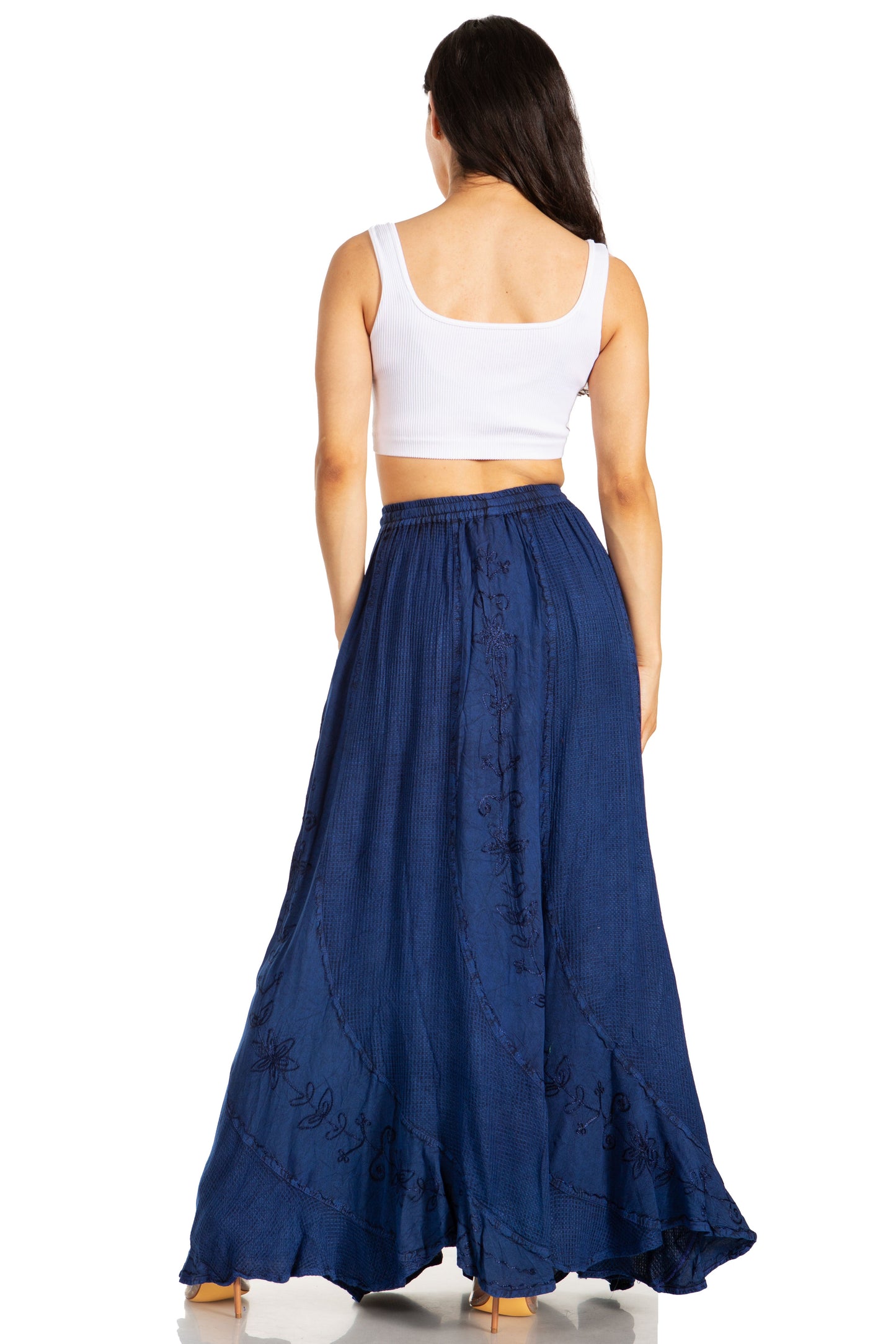 Sakkas Ahaana Women Renaissance Boho Rayon Maxi Embroidered Paneled Summer Skirt - Concordia Style Boutique