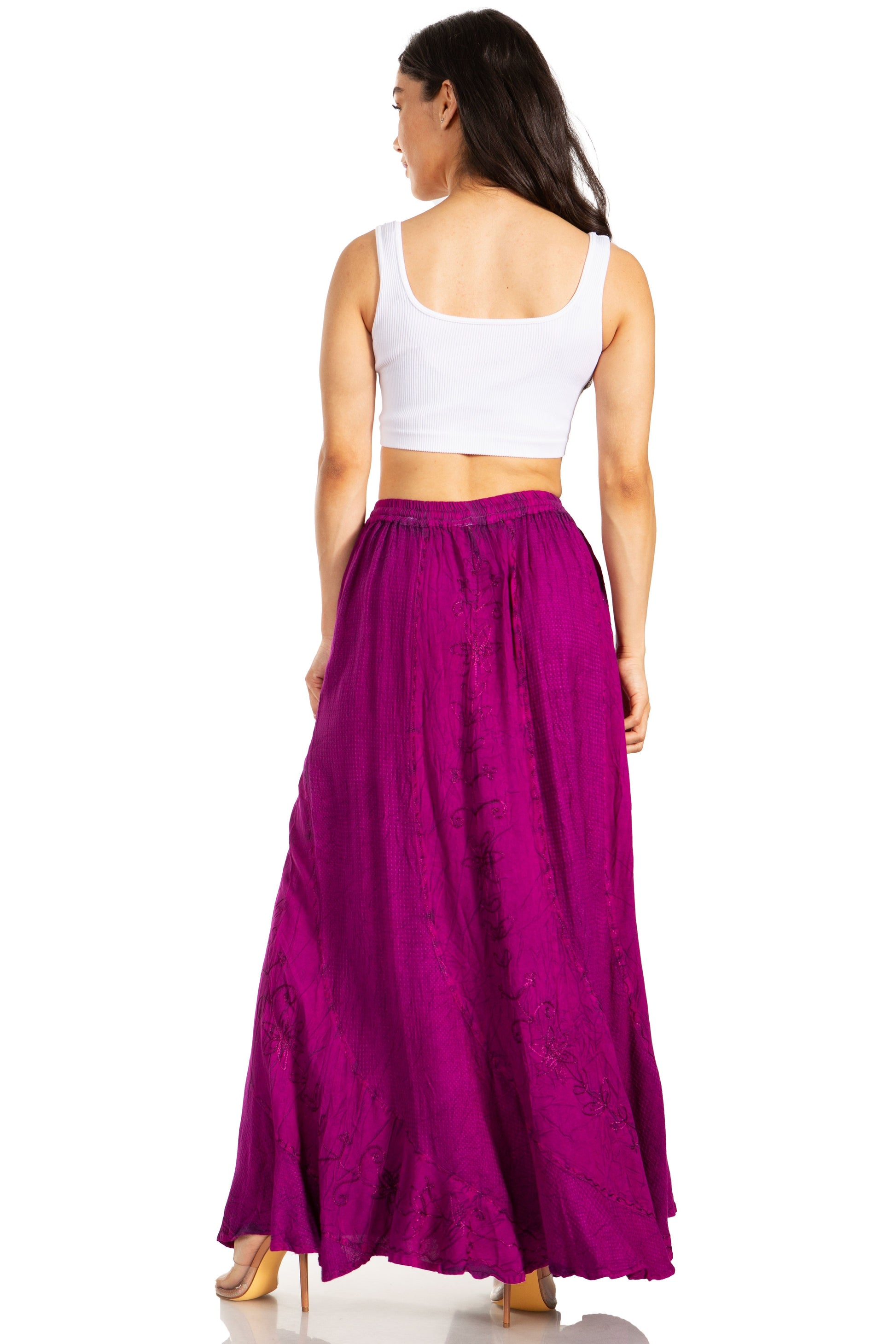 Sakkas Ahaana Women Renaissance Boho Rayon Maxi Embroidered Paneled Summer Skirt - Concordia Style Boutique