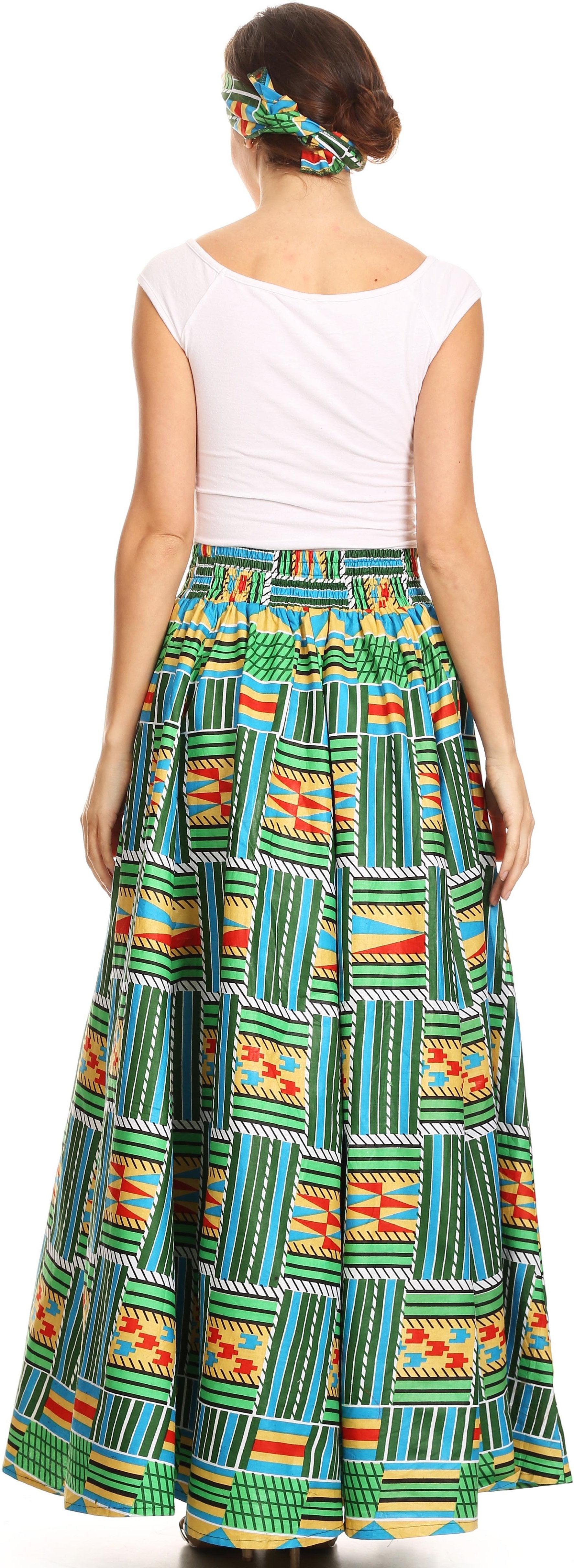 Sakkas Asma Convertible Traditional Wax Print Adjustable Strap Maxi Skirt | Dress - Concordia Style Boutique