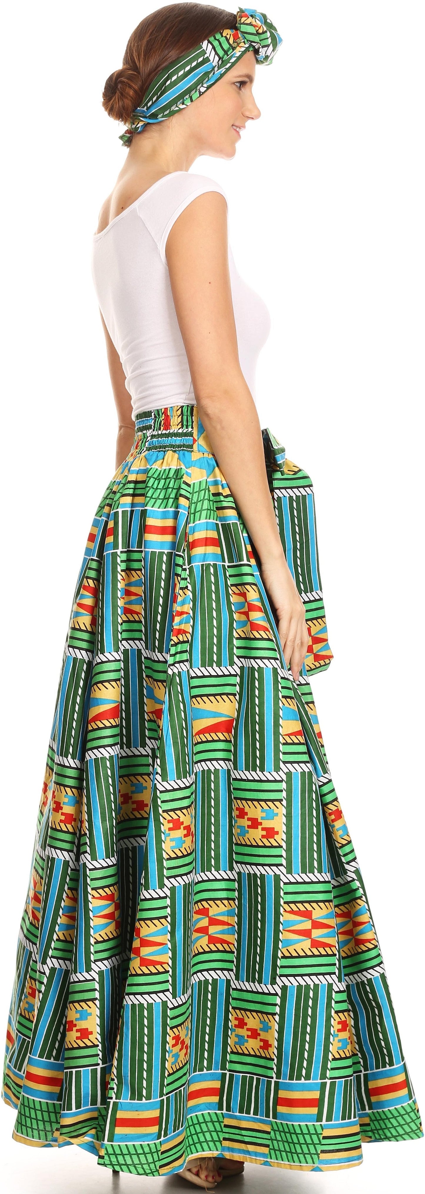 Sakkas Asma Convertible Traditional Wax Print Adjustable Strap Maxi Skirt | Dress - Concordia Style Boutique