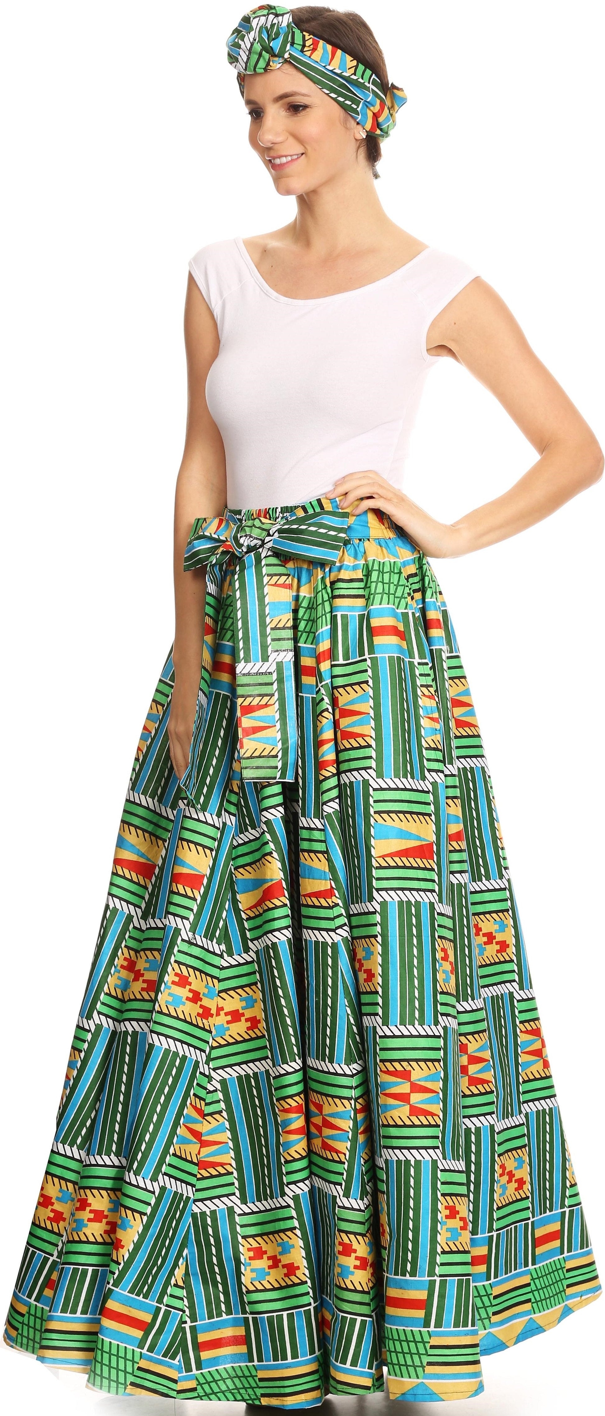 Sakkas Asma Convertible Traditional Wax Print Adjustable Strap Maxi Skirt | Dress - Concordia Style Boutique