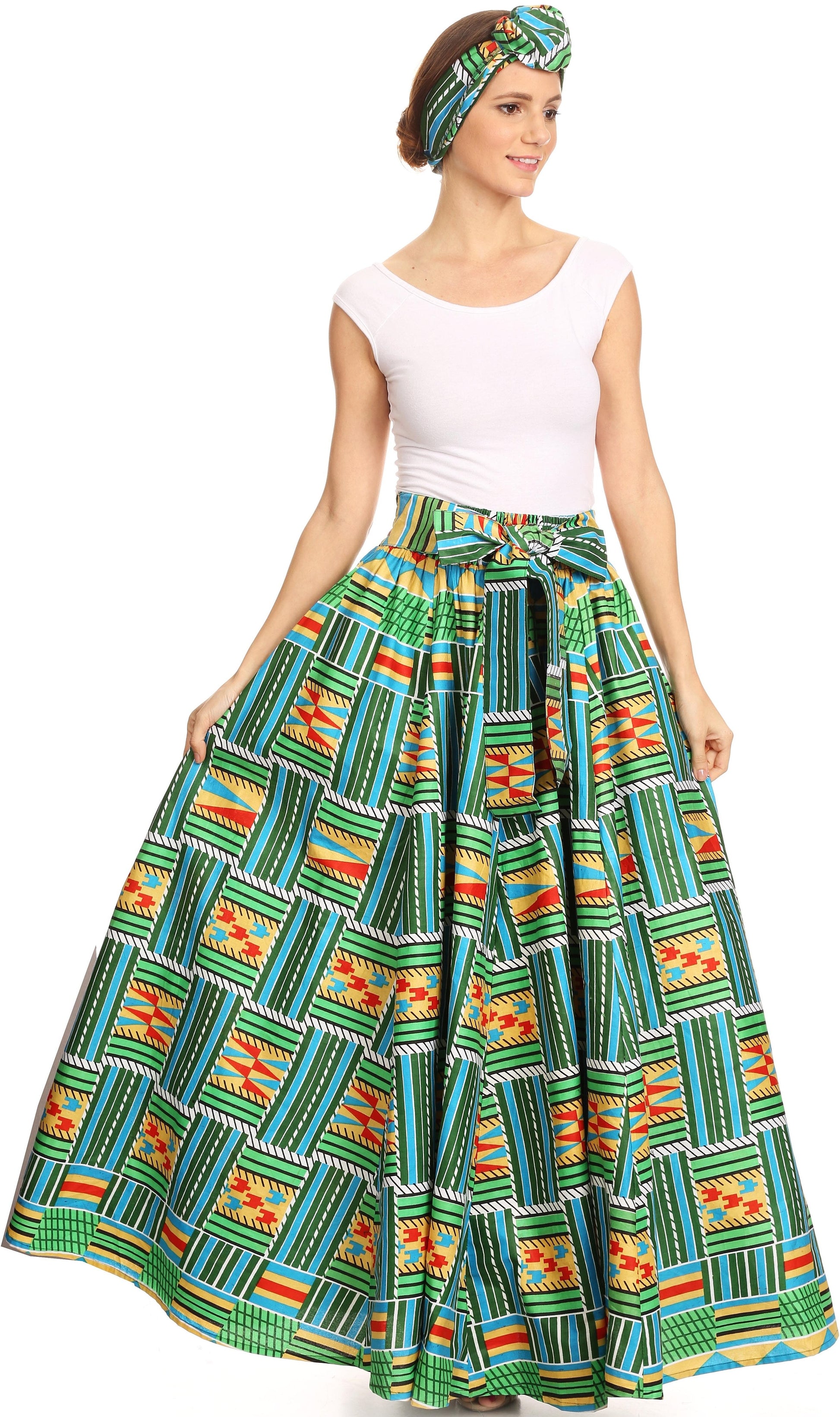 Sakkas Asma Convertible Traditional Wax Print Adjustable Strap Maxi Skirt | Dress - Concordia Style Boutique