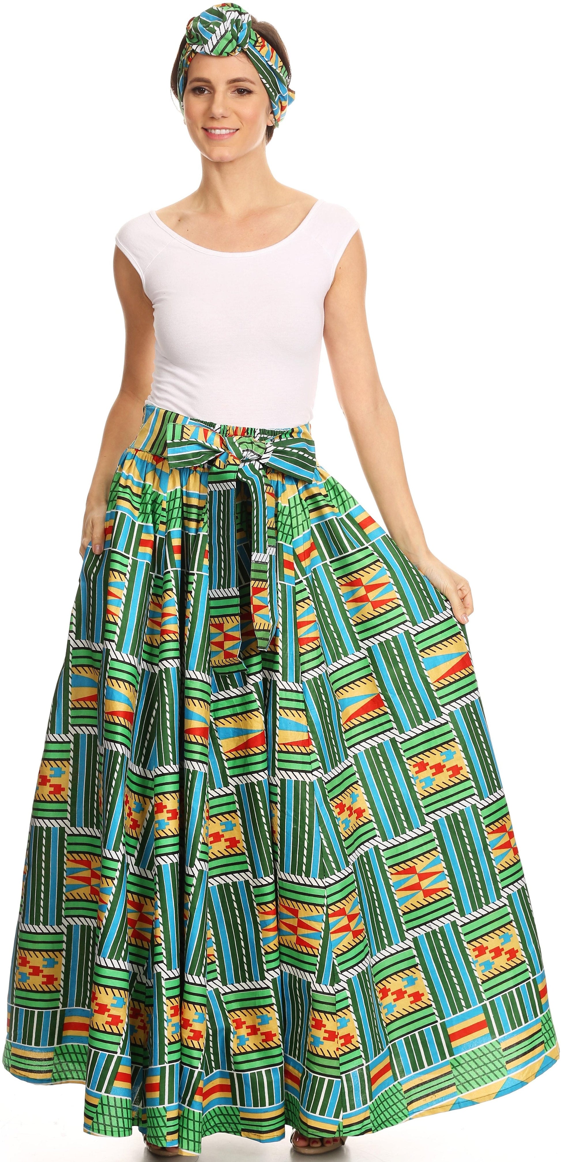 Sakkas Asma Convertible Traditional Wax Print Adjustable Strap Maxi Skirt | Dress - Concordia Style Boutique
