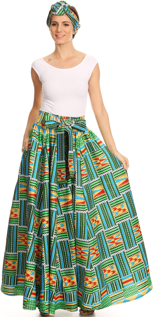 Sakkas Asma Convertible Traditional Wax Print Adjustable Strap Maxi Skirt | Dress - Concordia Style Boutique