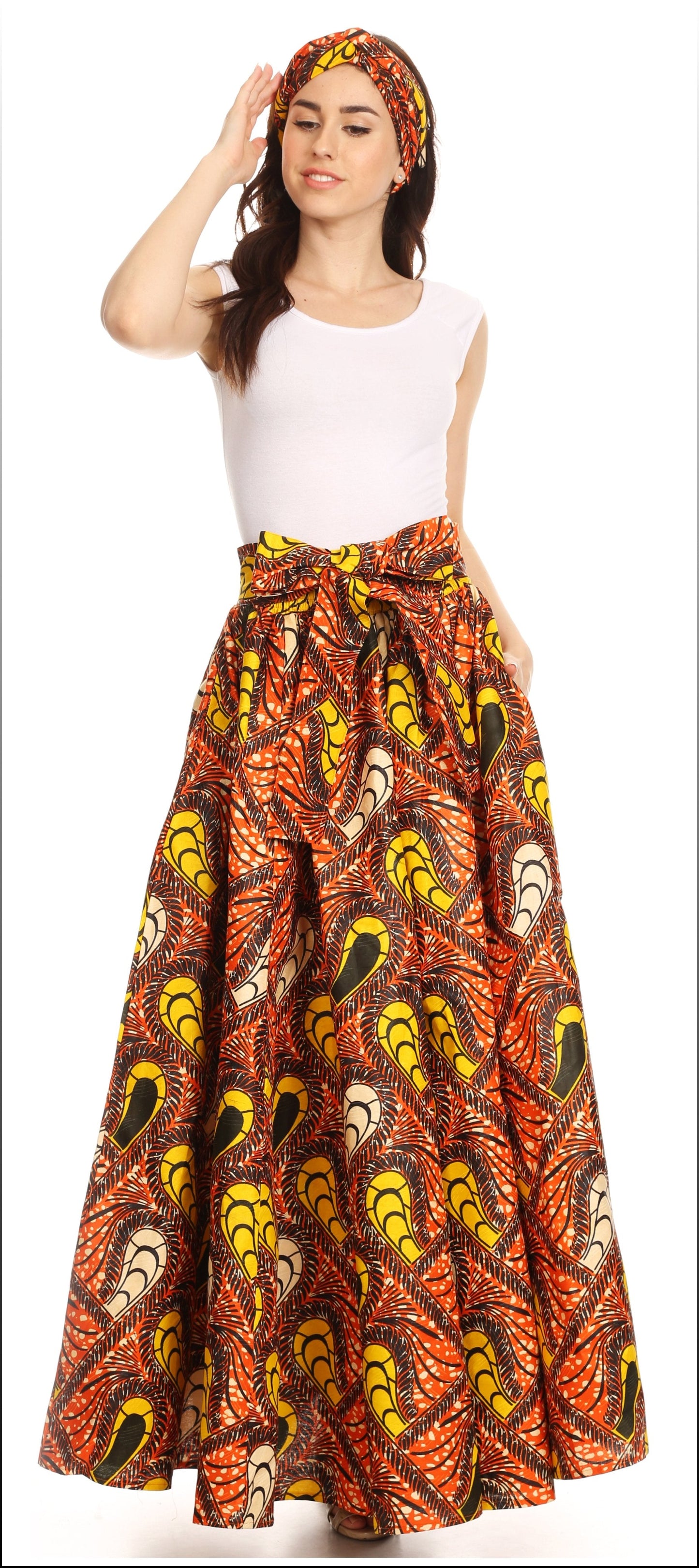 Sakkas Asma Convertible Traditional Wax Print Adjustable Strap Maxi Skirt | Dress - Concordia Style Boutique