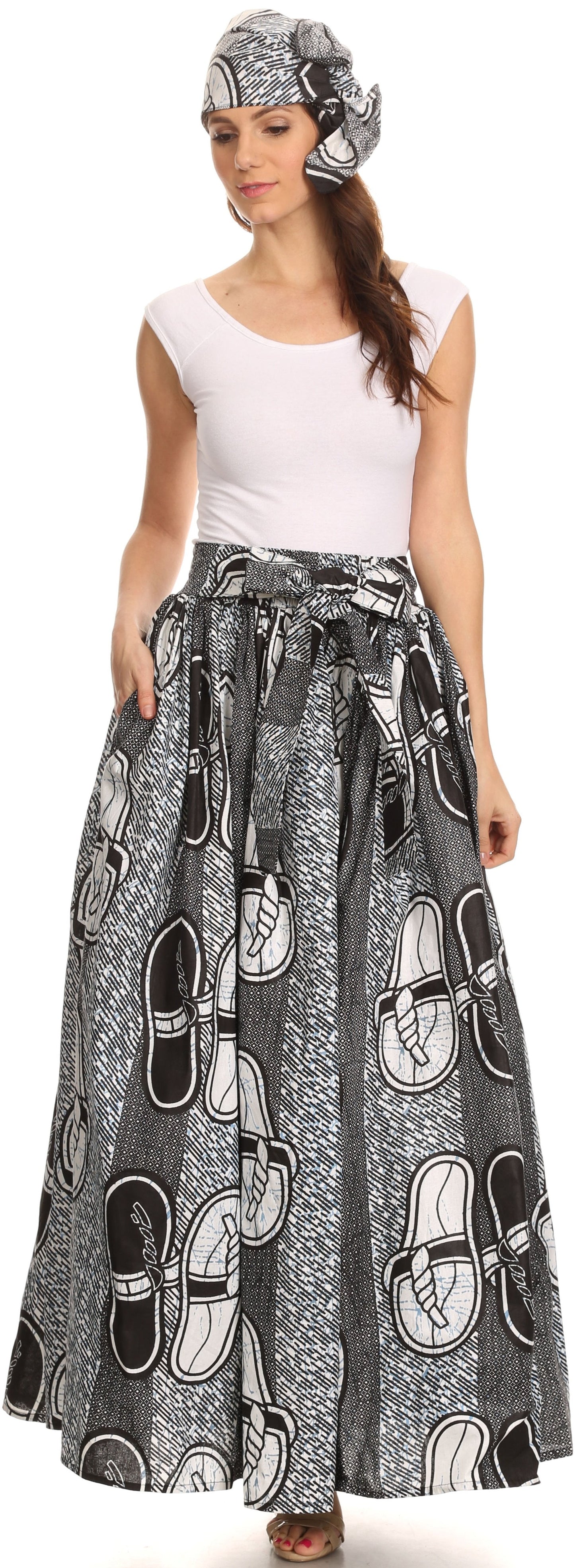 Sakkas Asma Convertible Traditional Wax Print Adjustable Strap Maxi Skirt | Dress - Concordia Style Boutique