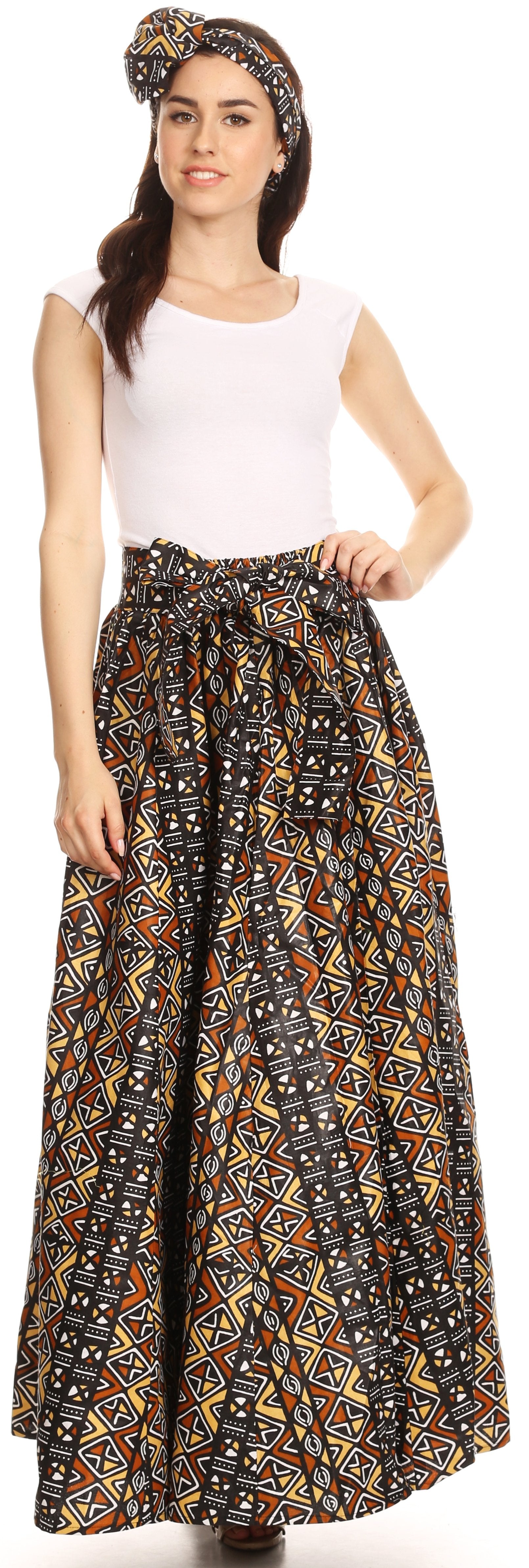 Sakkas Asma Convertible Traditional Wax Print Adjustable Strap Maxi Skirt | Dress - Concordia Style Boutique