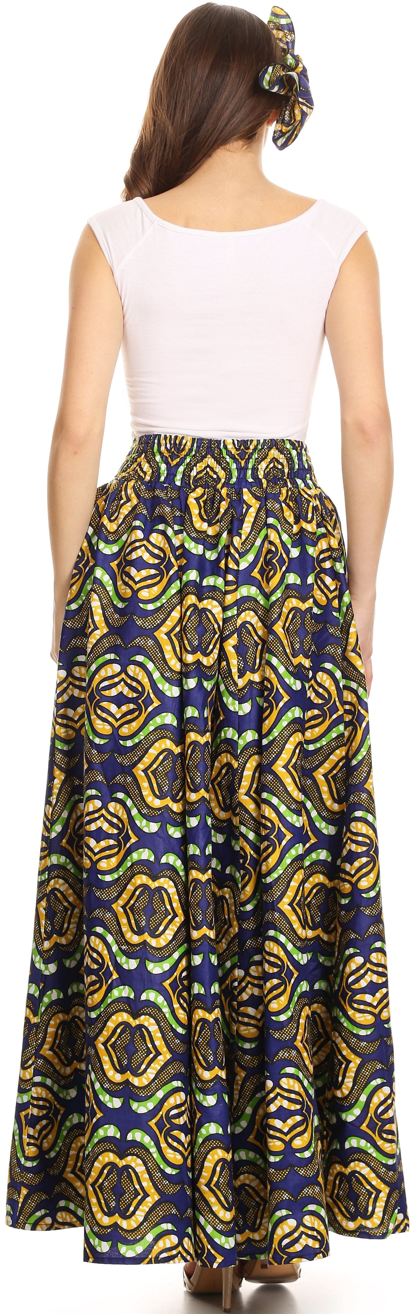 Sakkas Asma Convertible Traditional Wax Print Adjustable Strap Maxi Skirt | Dress - Concordia Style Boutique