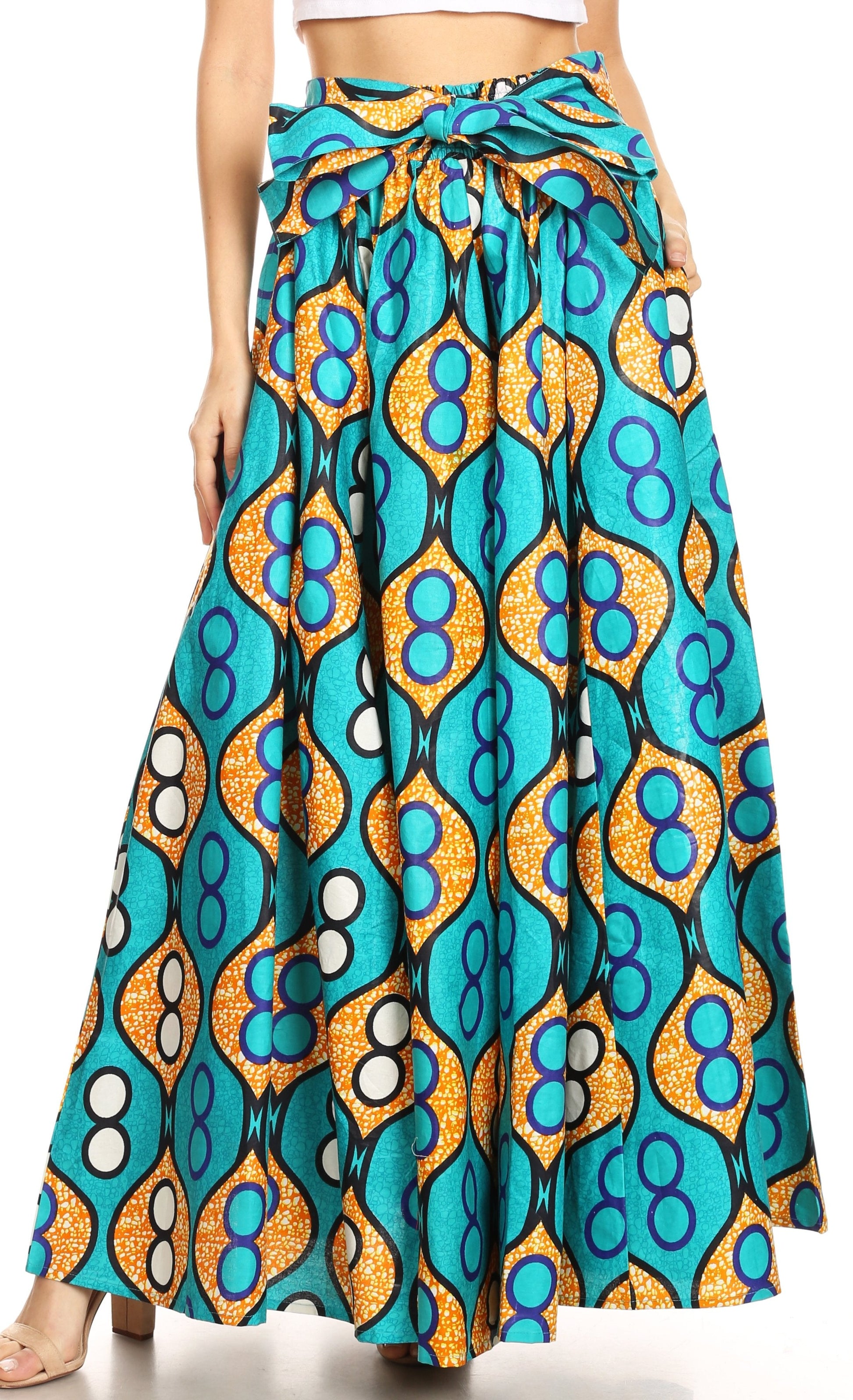 Sakkas Asma Convertible Traditional Wax Print Adjustable Strap Maxi Skirt | Dress - Concordia Style Boutique