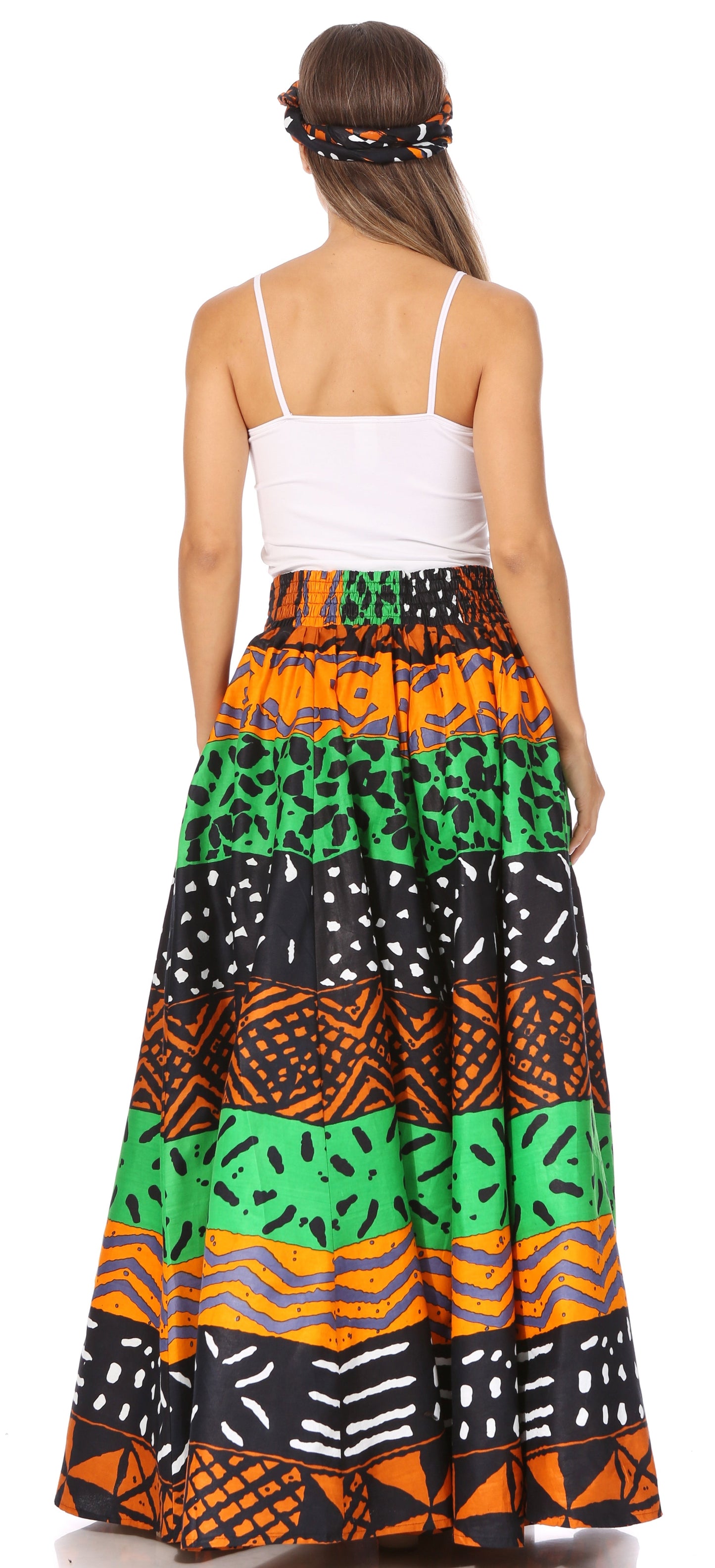 Sakkas Asma's Second Convertible Traditional Wax Print Maxi Skirt with Adjustable Straps - Concordia Style Boutique