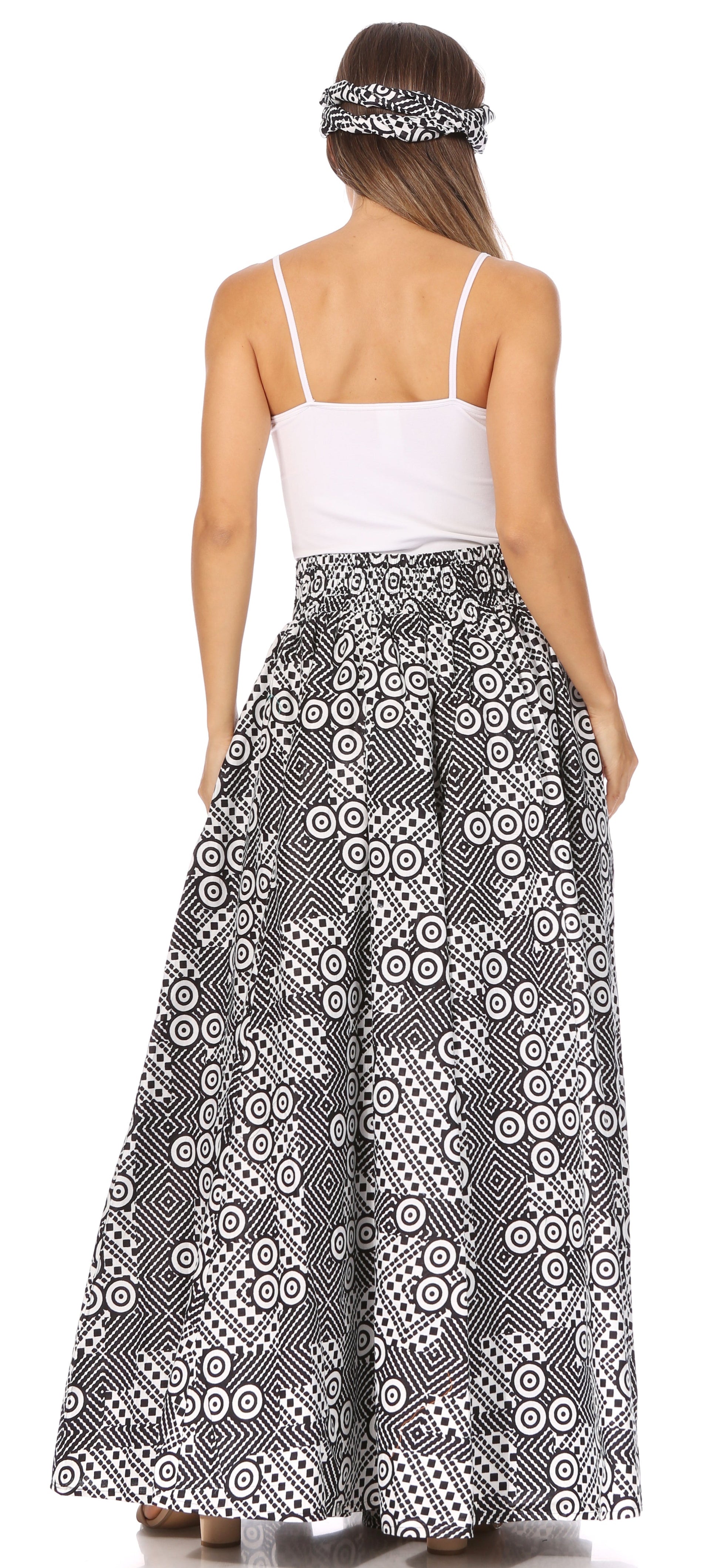 Sakkas Asma's Second Convertible Traditional Wax Print Maxi Skirt with Adjustable Straps - Concordia Style Boutique
