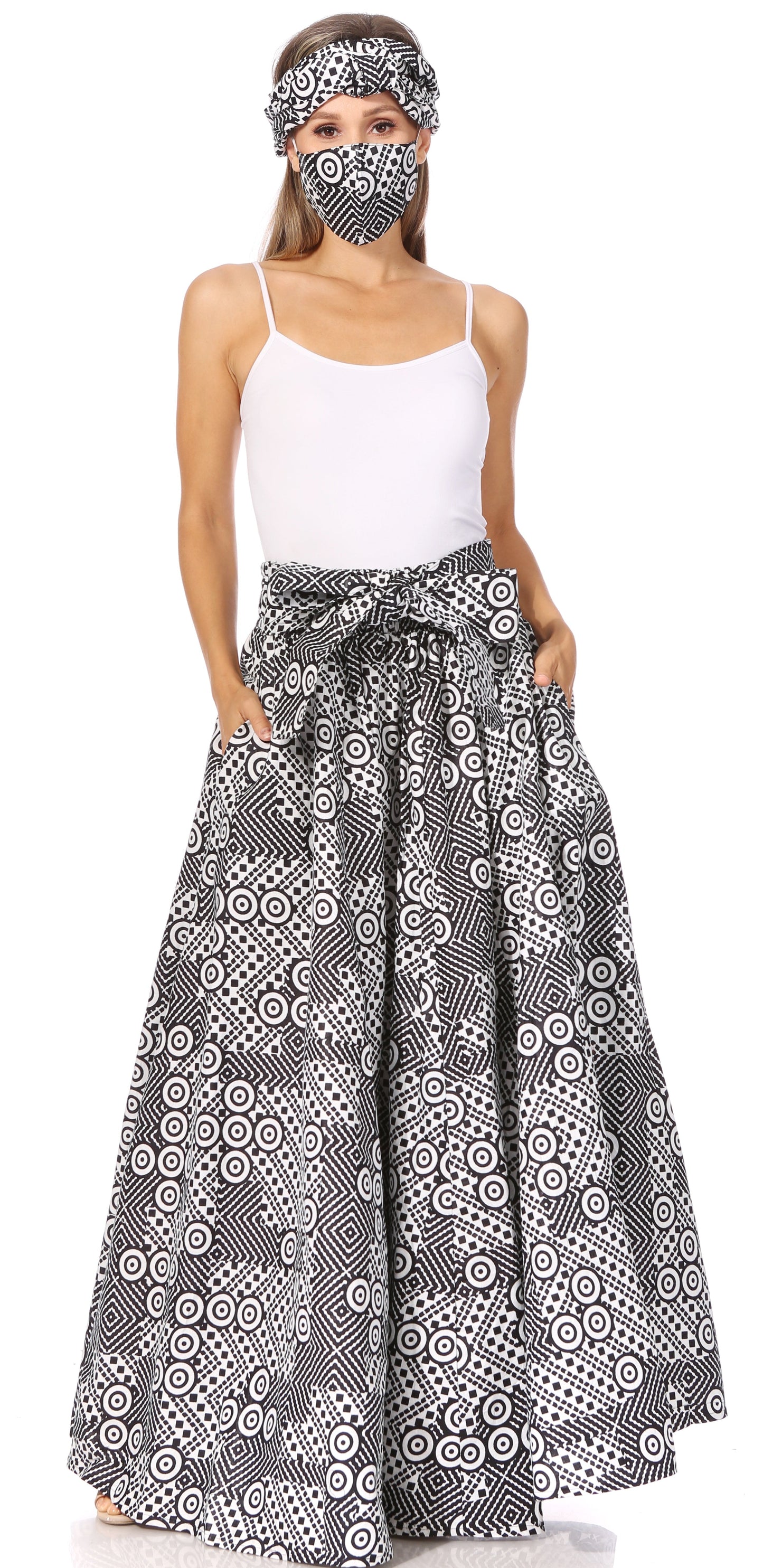 Sakkas Asma's Second Convertible Traditional Wax Print Maxi Skirt with Adjustable Straps - Concordia Style Boutique