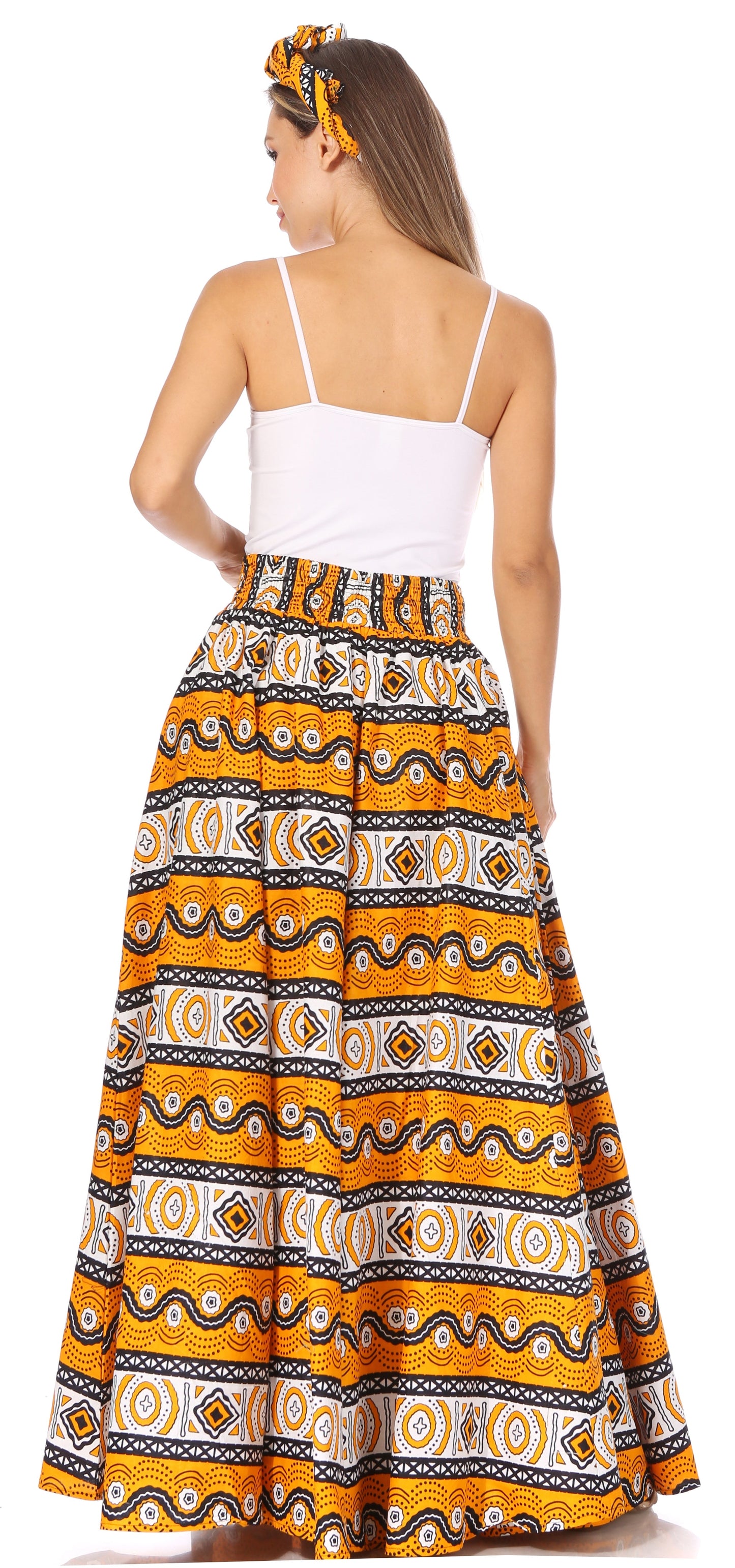 Sakkas Asma's Second Convertible Traditional Wax Print Maxi Skirt with Adjustable Straps - Concordia Style Boutique