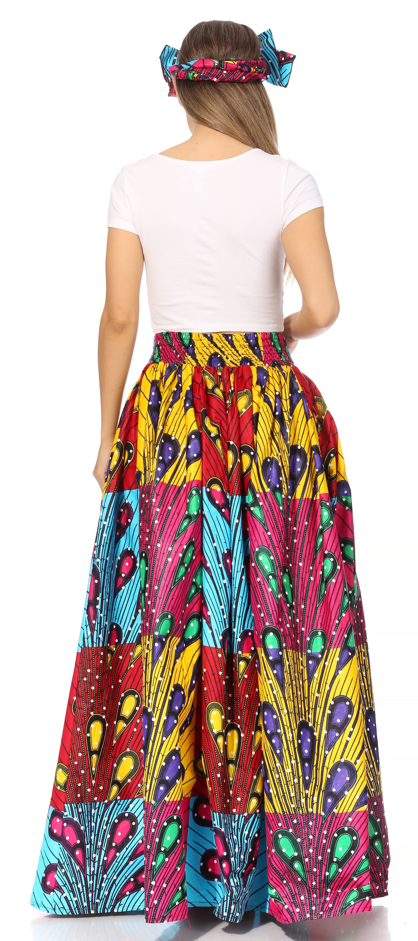Sakkas Asma's Second Convertible Traditional Wax Print Maxi Skirt with Adjustable Straps - Concordia Style Boutique