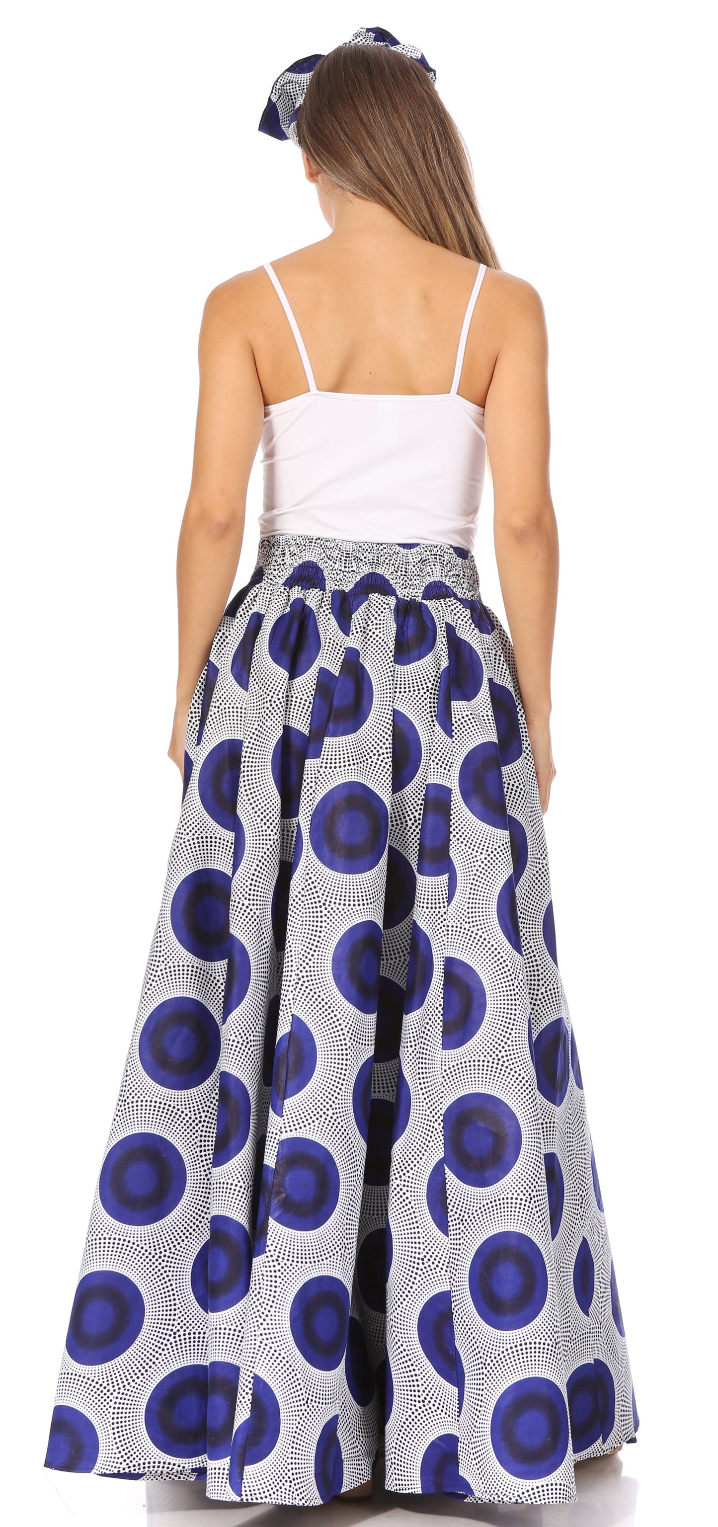 Sakkas Asma's Second Convertible Traditional Wax Print Maxi Skirt with Adjustable Straps - Concordia Style Boutique
