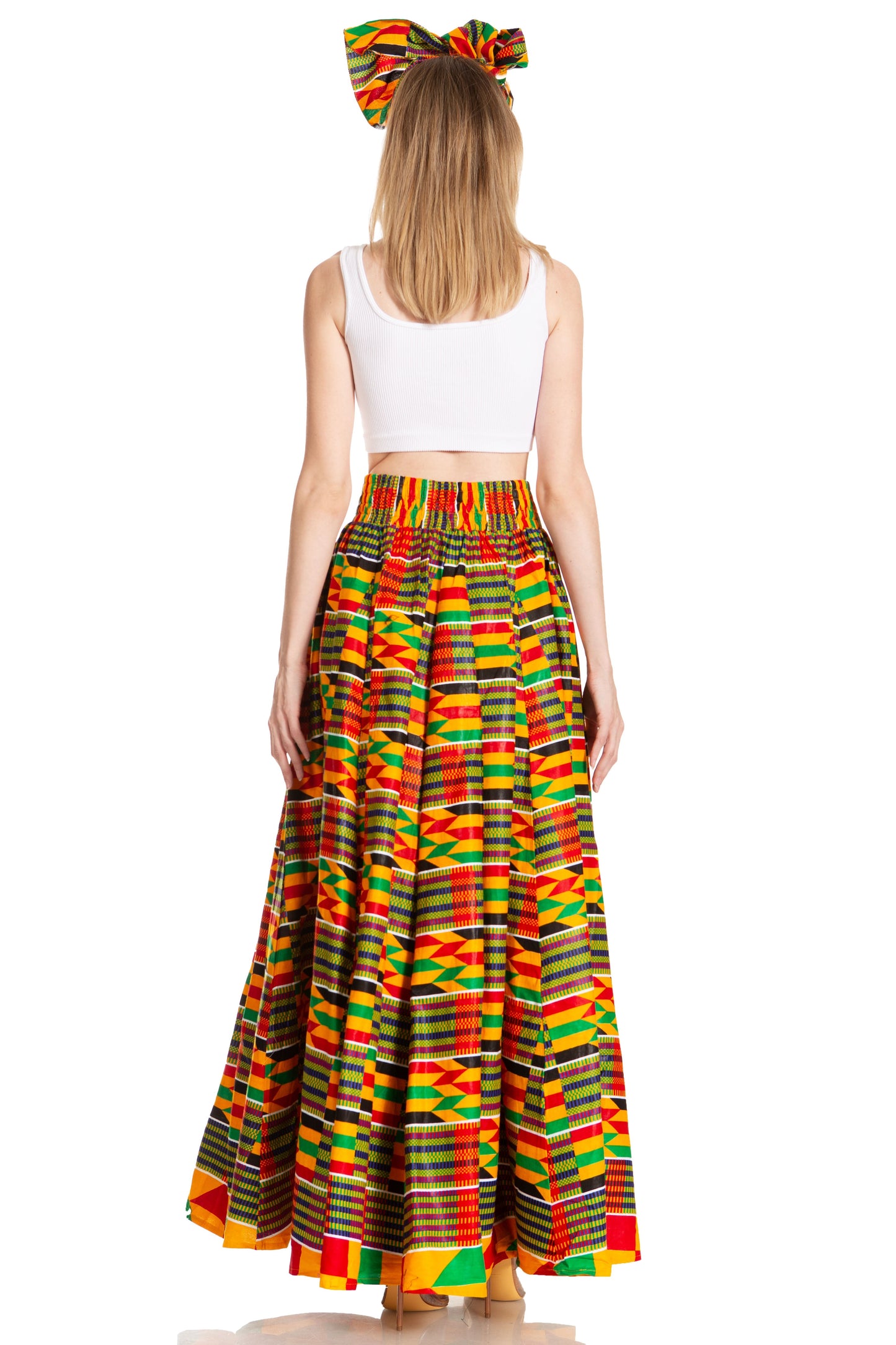 Sakkas Asma's Second Convertible Traditional Wax Print Maxi Skirt with Adjustable Straps - Concordia Style Boutique