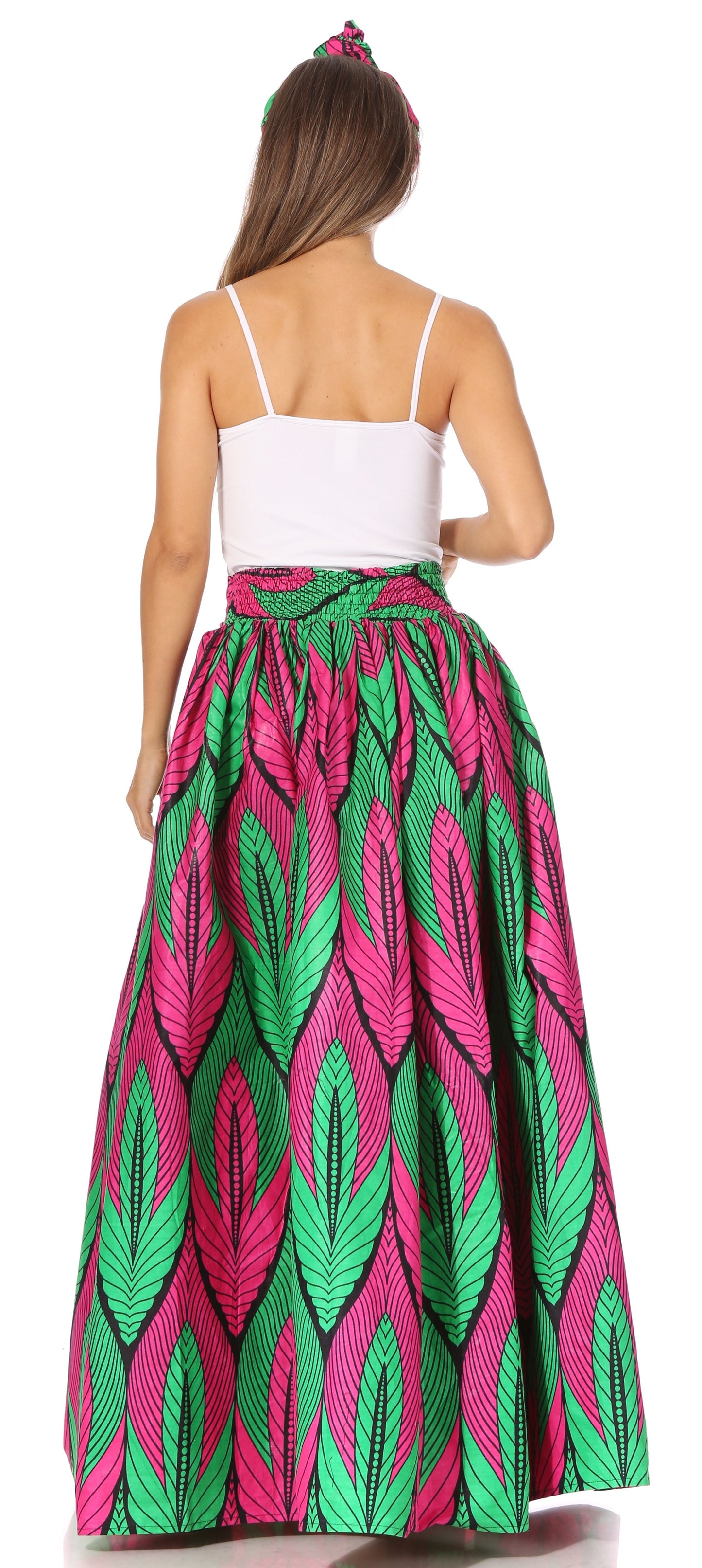 Sakkas Asma's Second Convertible Traditional Wax Print Maxi Skirt with Adjustable Straps - Concordia Style Boutique