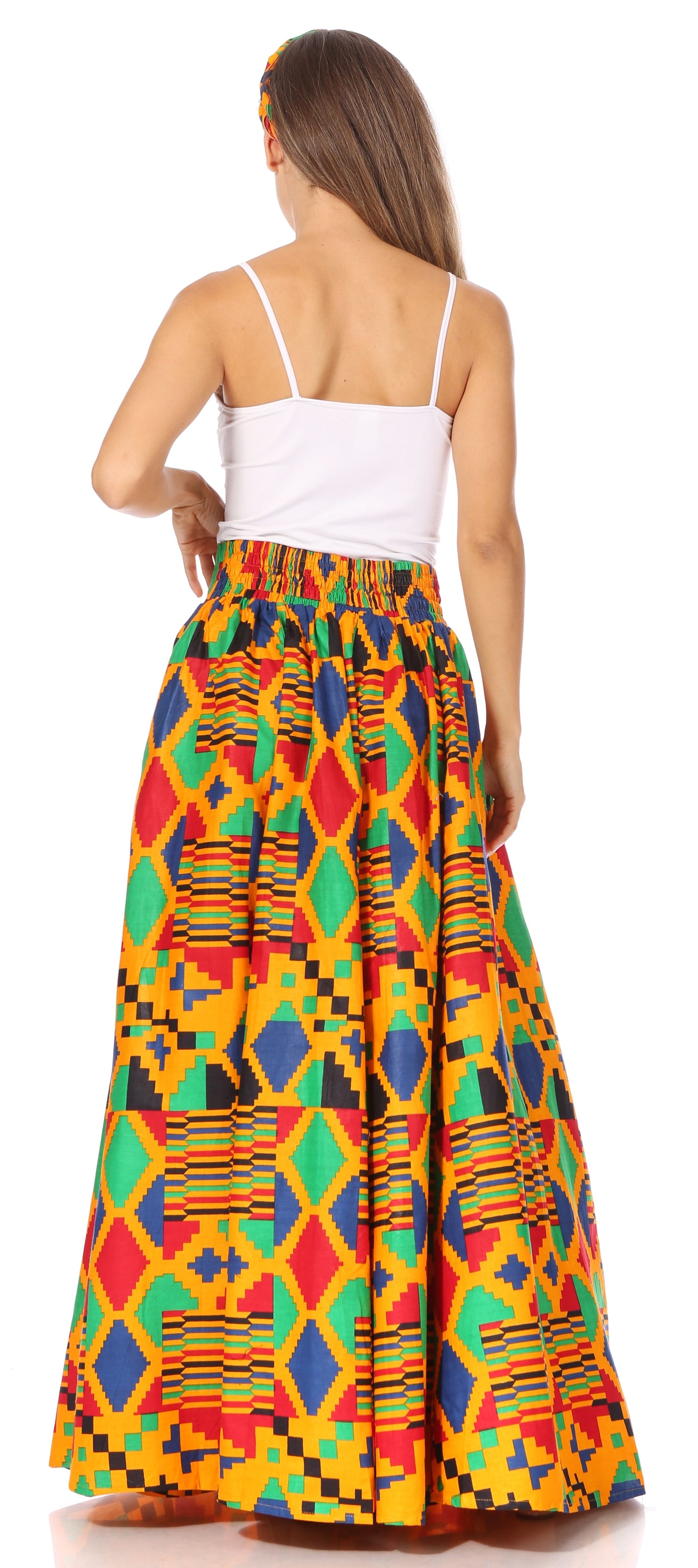 Sakkas Asma's Second Convertible Traditional Wax Print Maxi Skirt with Adjustable Straps - Concordia Style Boutique